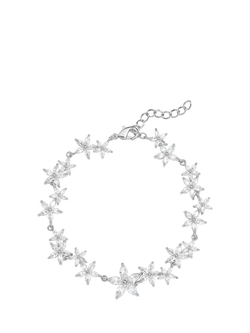 Jon Richard Cubic Zirconia Mixed Floral Bracelet, Silver, Silver