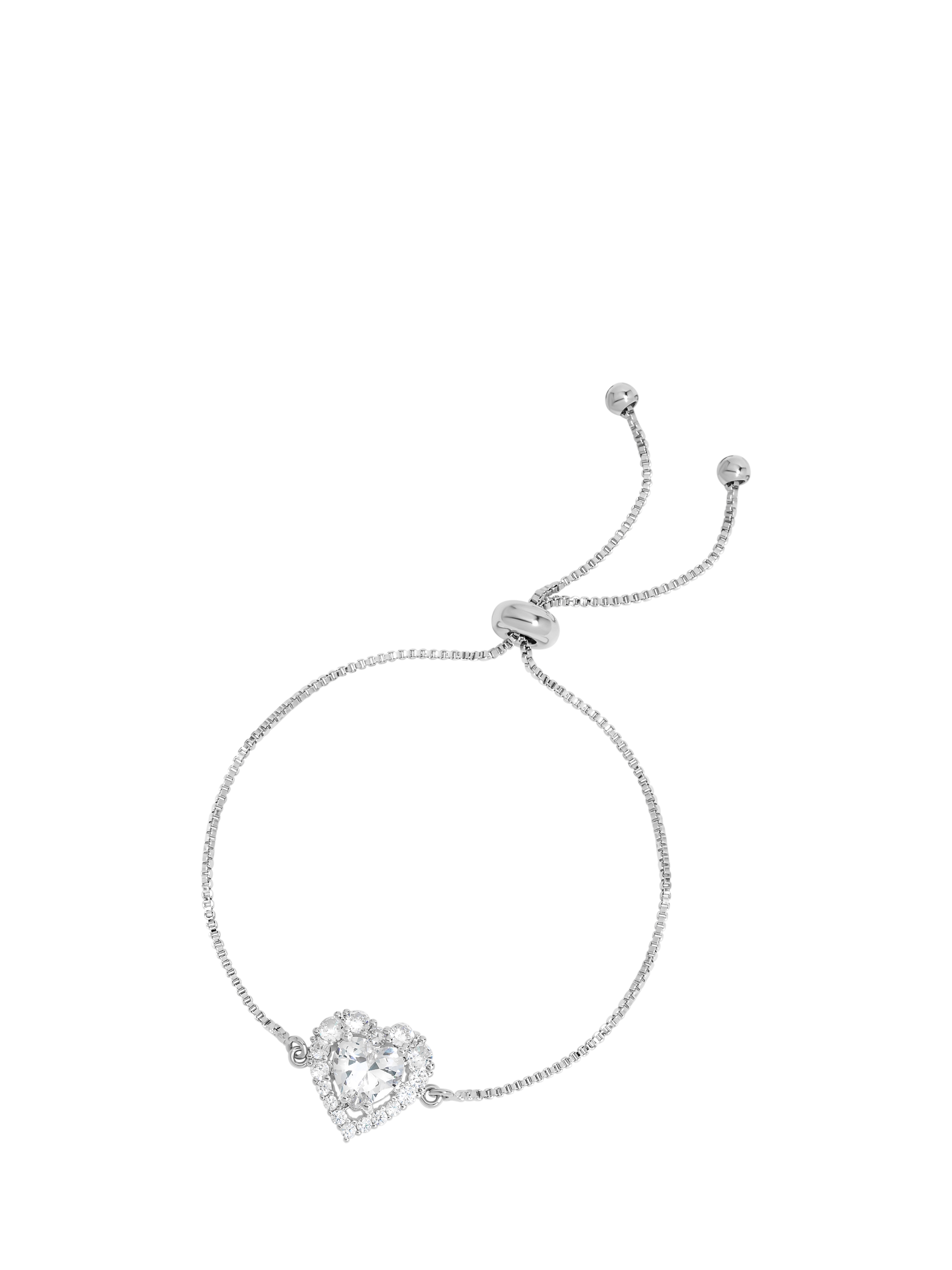 Product image 1 of 2, which shows Jon Richard Cubic Zirconia Heart Toggle Bracelet, Silver