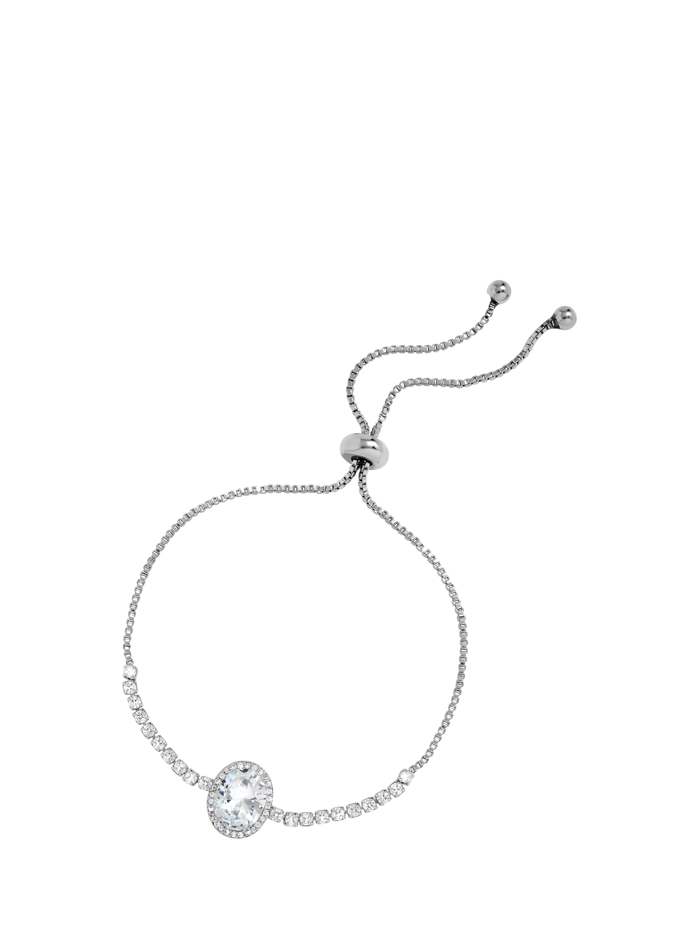 Product image 1 of 3, which shows Jon Richard Cubic Zirconia Micro Pave Oval Toggle Bracelet, Silver