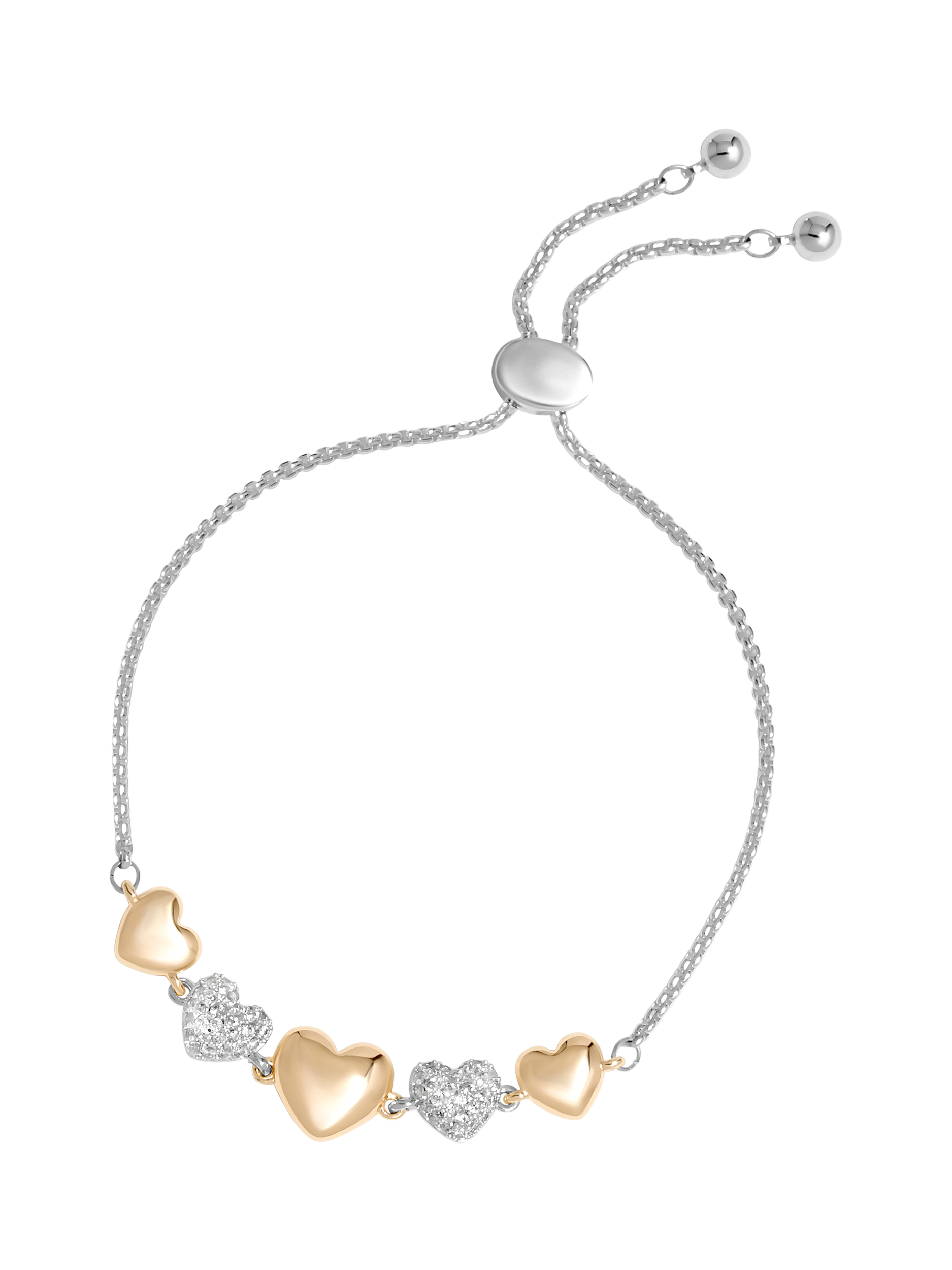 Product image 1 of 3, which shows Jon Richard Crystal Heart Toggle Bracelet, Rose Gold/Silver