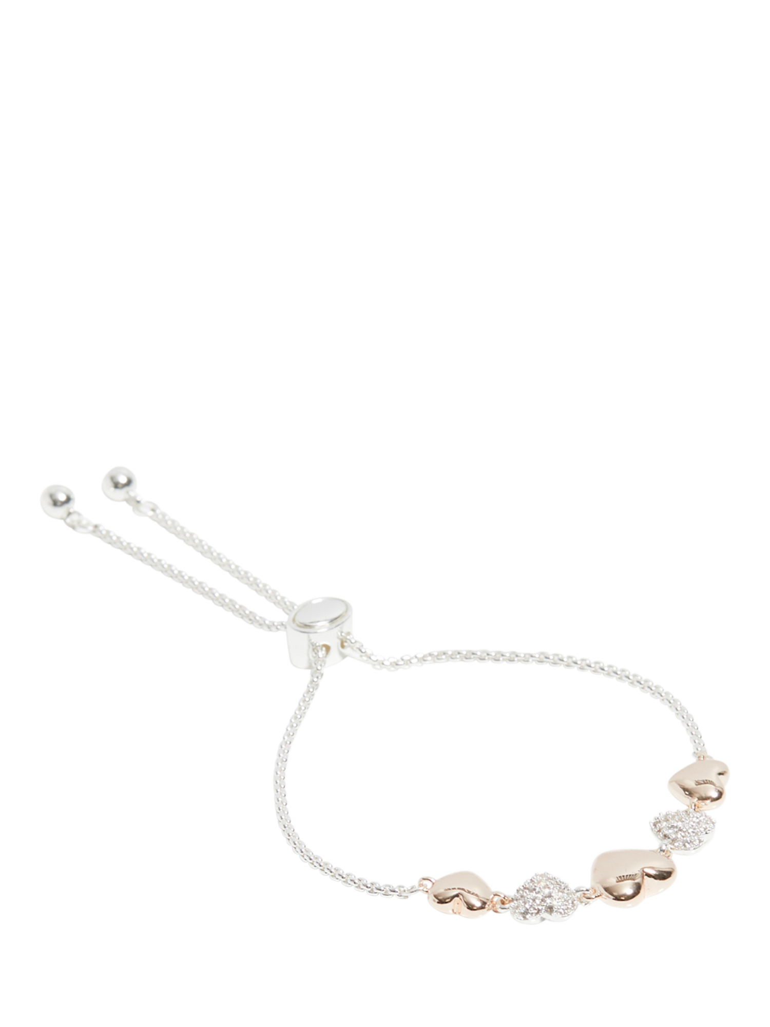 Product image 2 of 3, which shows Jon Richard Crystal Heart Toggle Bracelet, Rose Gold/Silver