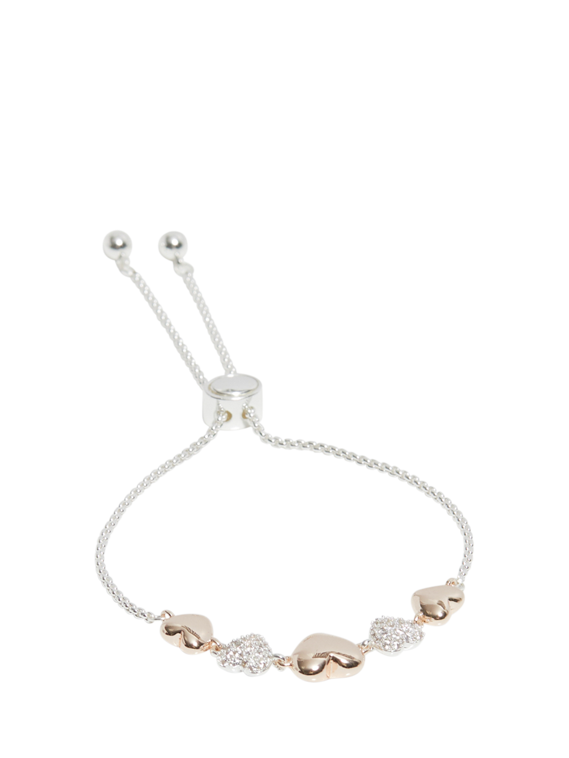 Product image 3 of 3, which shows Jon Richard Crystal Heart Toggle Bracelet, Rose Gold/Silver