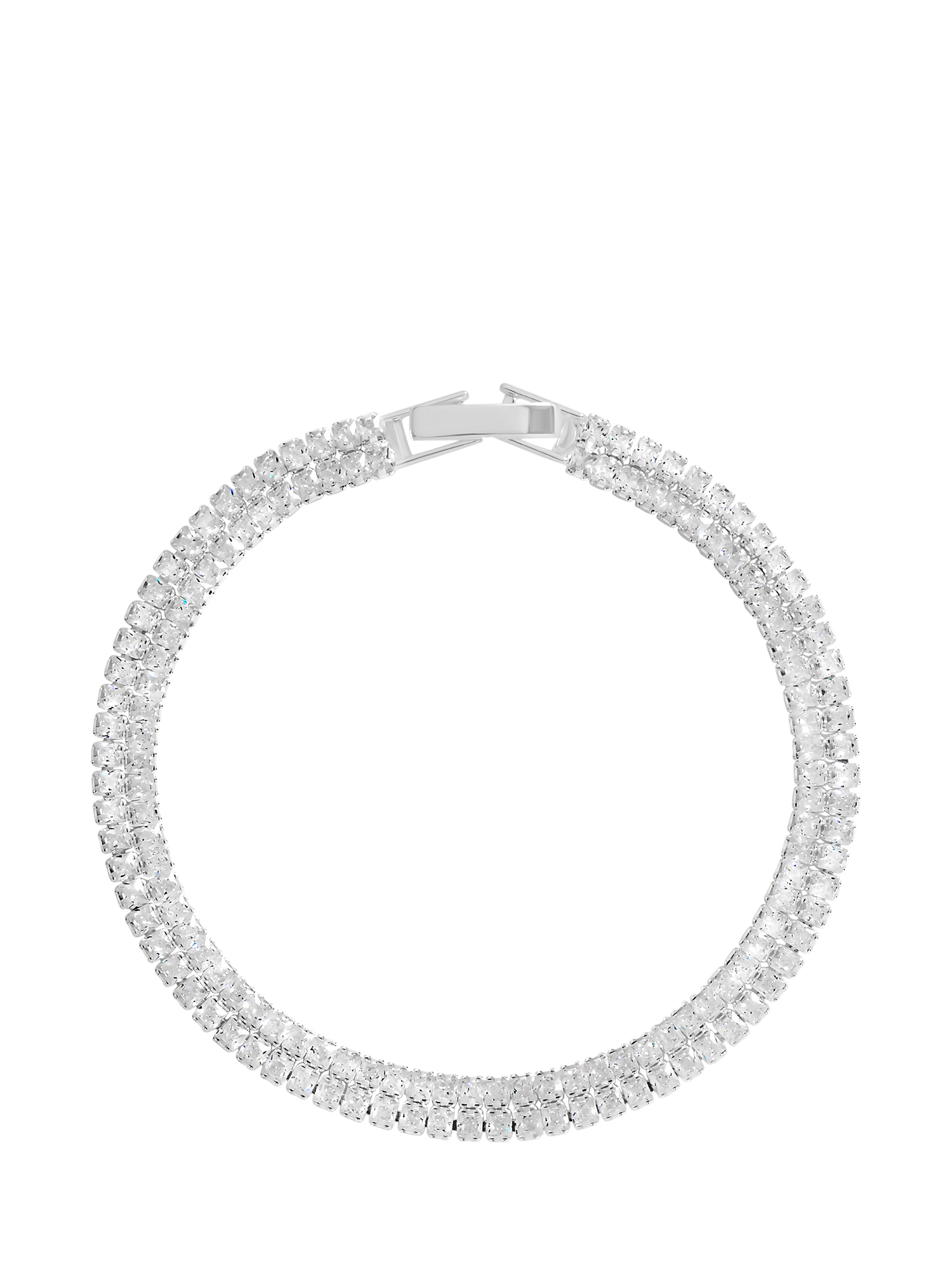Product image 1 of 3, which shows Jon Richard Crystal Double Tennis Bracelet, Silver