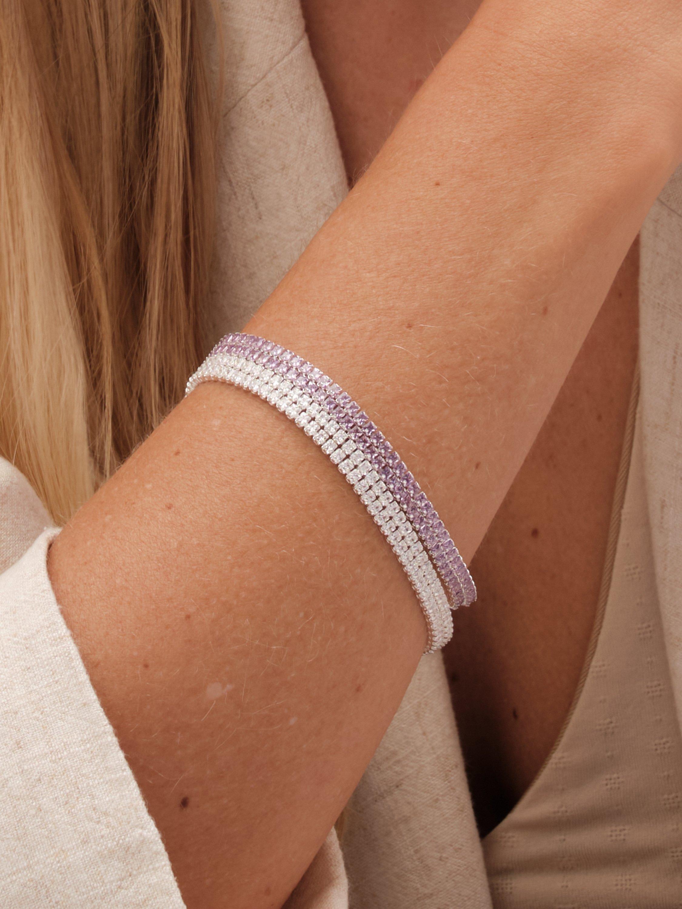 Product image 3 of 3, which shows Jon Richard Crystal Double Tennis Bracelet, Silver