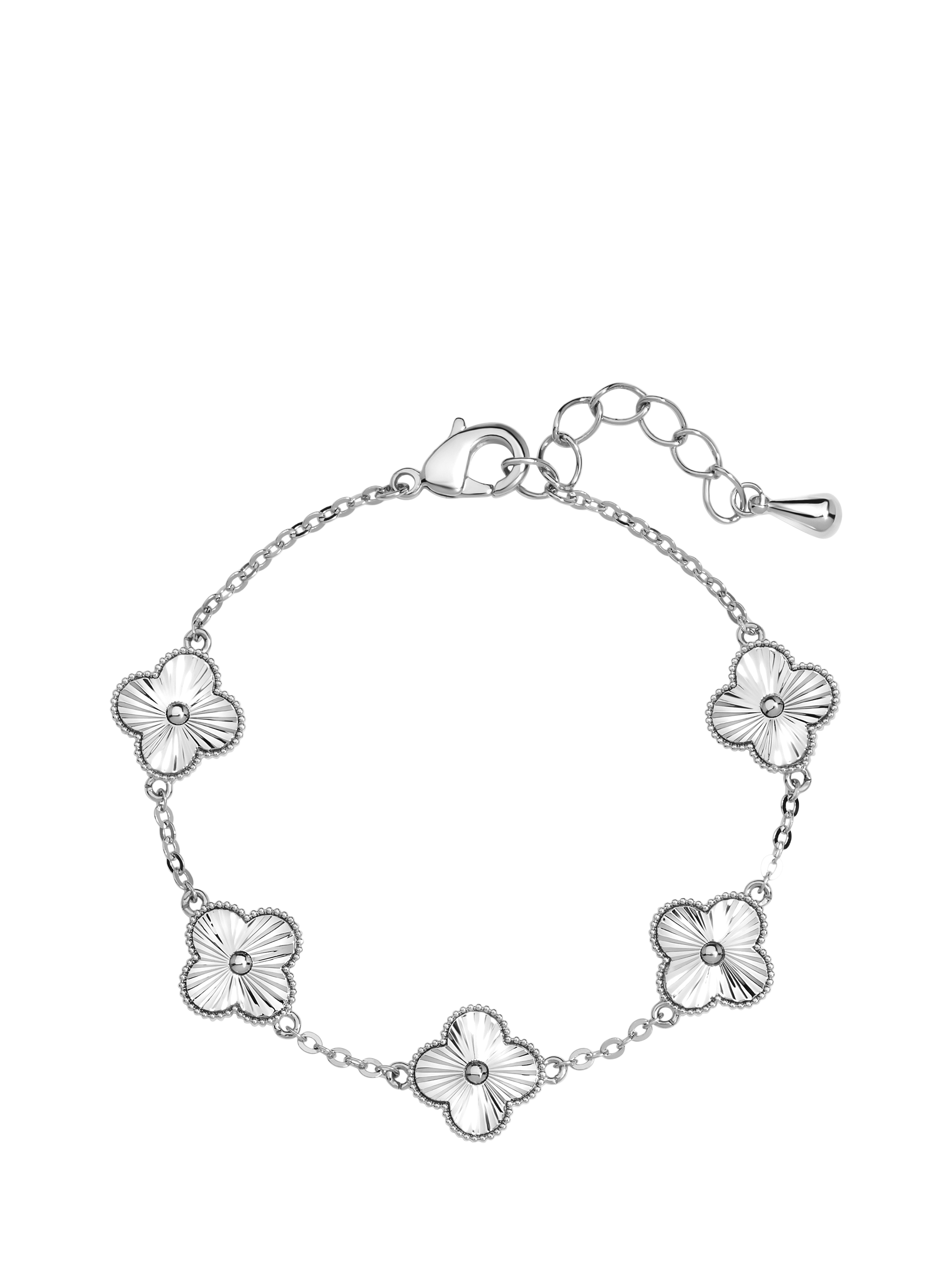 Jon Richard Diamond Cut Clover Bracelet, Silver