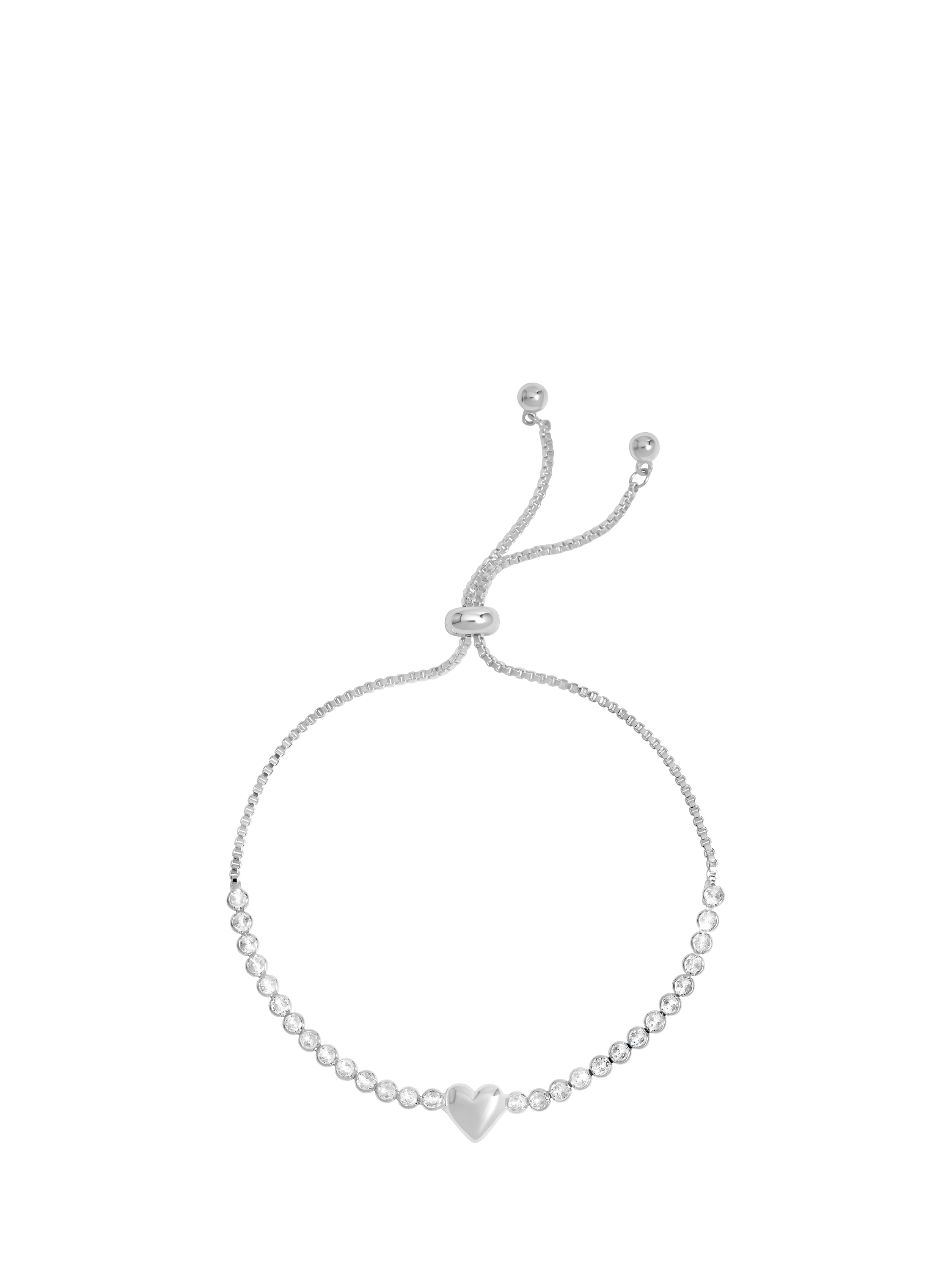 Product image 1 of 1, which shows Jon Richard Polished Heart and Crystal Toggle Bracelet, Silver