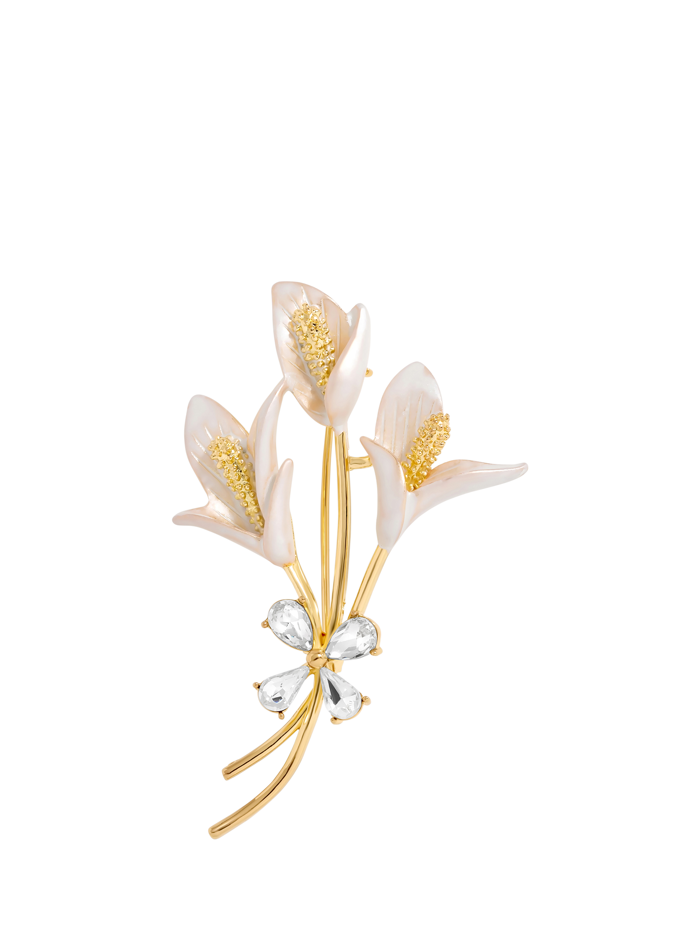 Product image 1 of 3, which shows Jon Richard Floral & Bow Bouquet Brooch, Gold