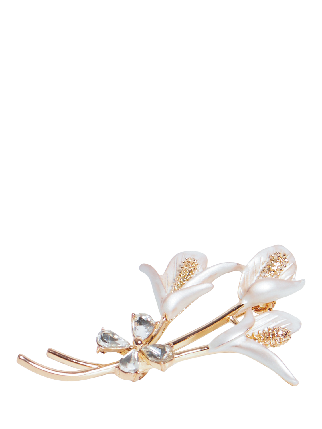 Product image 3 of 3, which shows Jon Richard Floral & Bow Bouquet Brooch, Gold