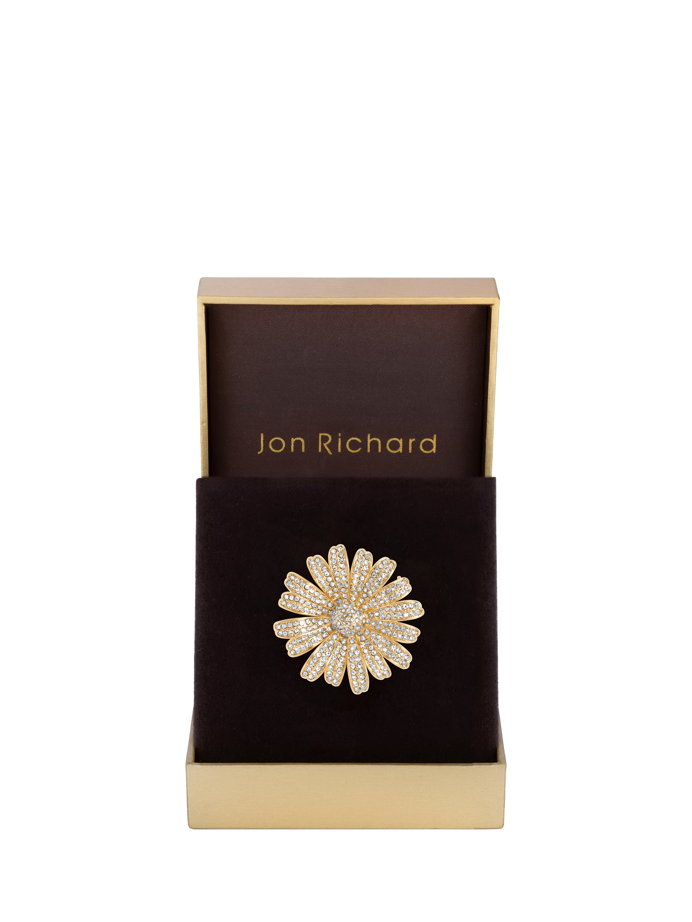 Product image 2 of 3, which shows Jon Richard Crystal Flower Brooch, Gold