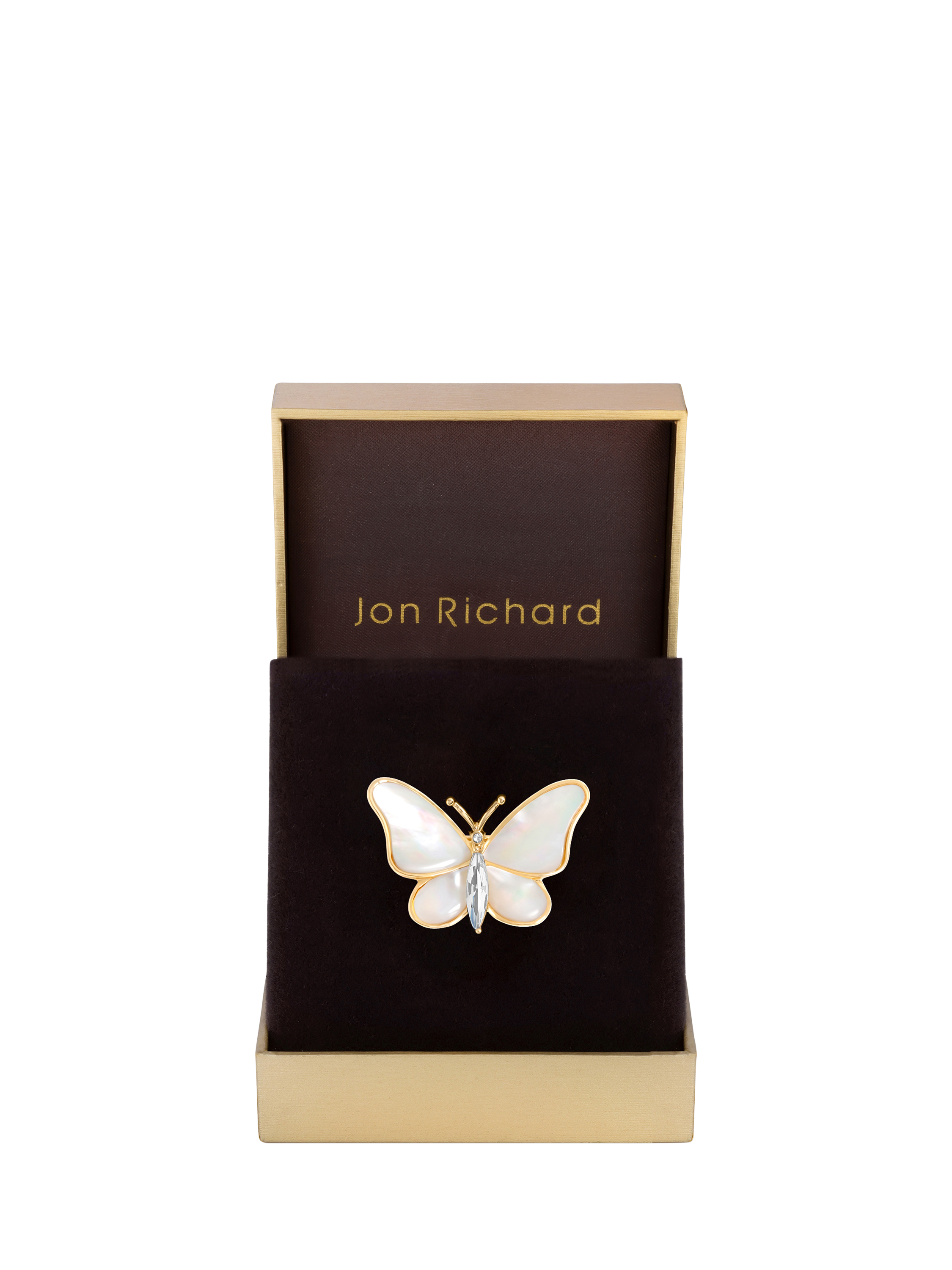 Product image 1 of 3, which shows Jon Richard Gold Plated Mop Butterfly Brooch, Gold