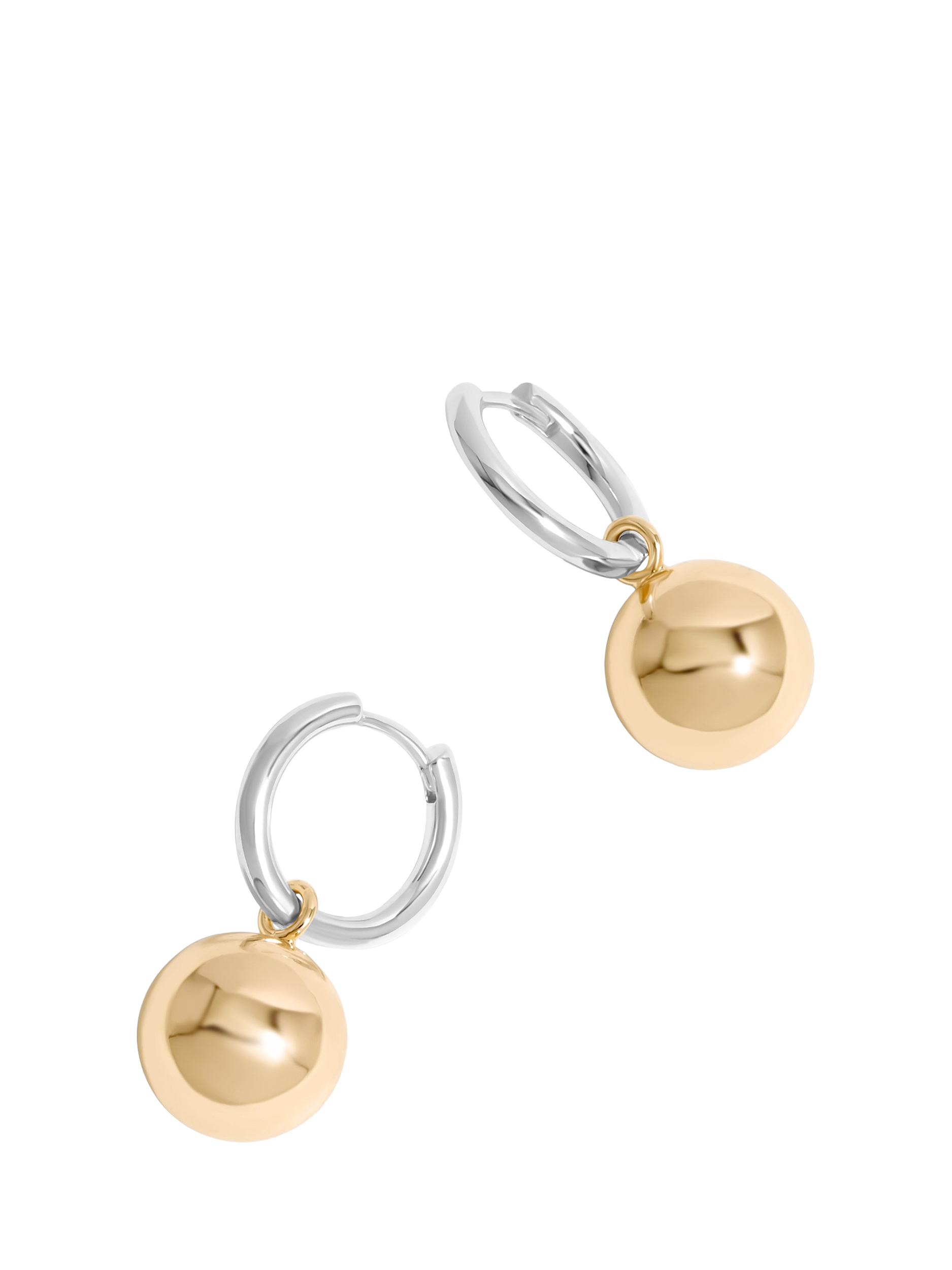 Product image 1 of 3, which shows Jon Richard Two Tone Orb Earrings, Gold/Silver