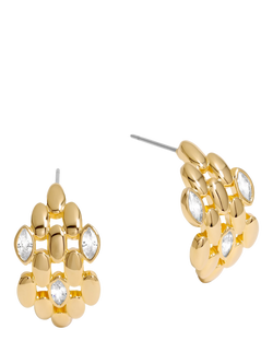 Jon Richard Cubic Zirconia And Polished Chain Demi Hoop Earrings, Gold/Silver