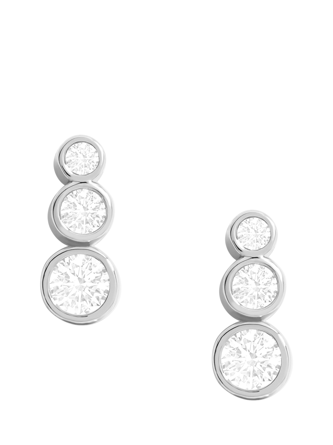 Product image 1 of 1, which shows Jon Richard Cubic Zirconia Stud Drop Tennis Earrings, Silver