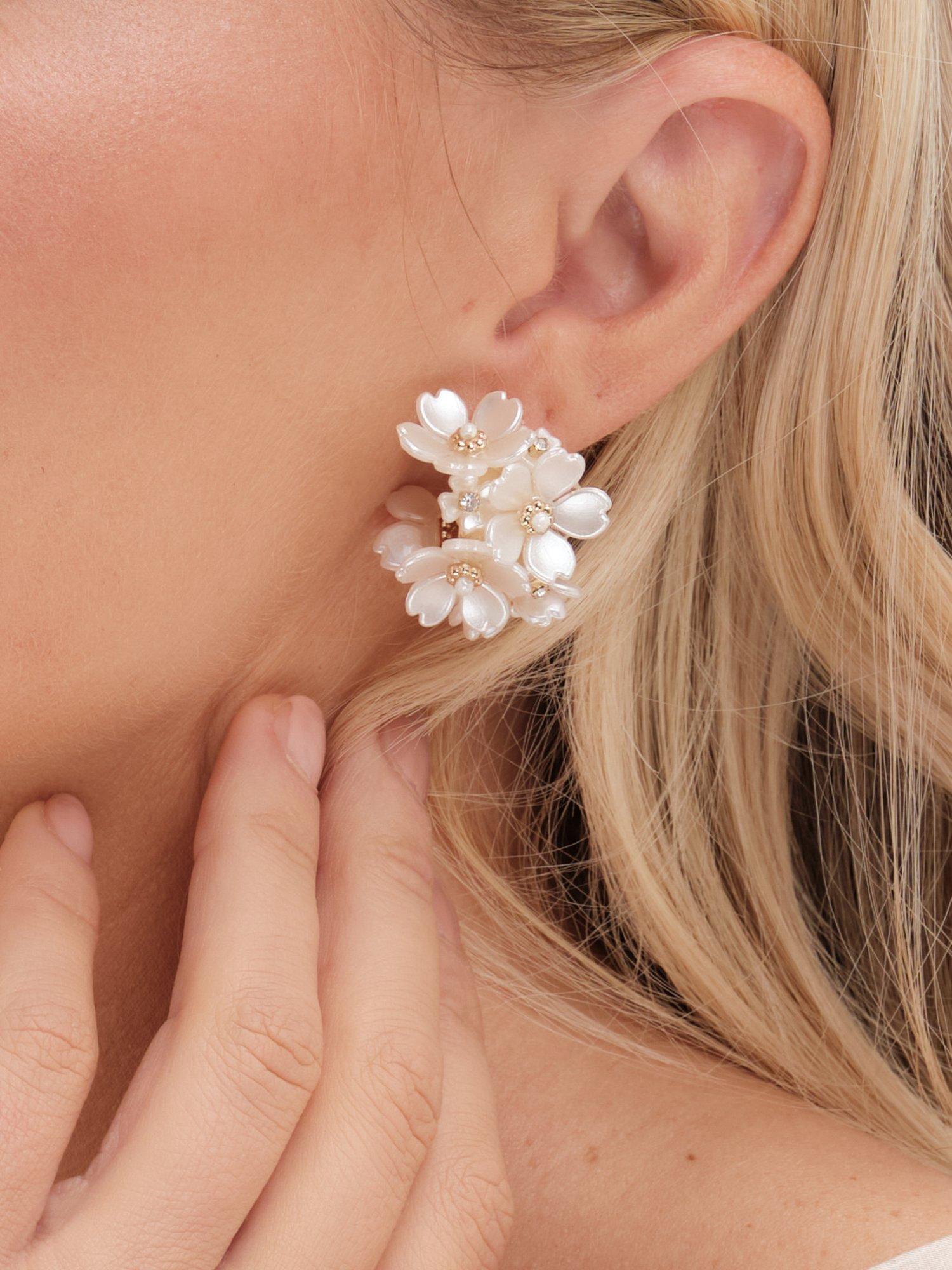 Product image 2 of 3, which shows Jon Richard Floral Hoop Earrings, Gold