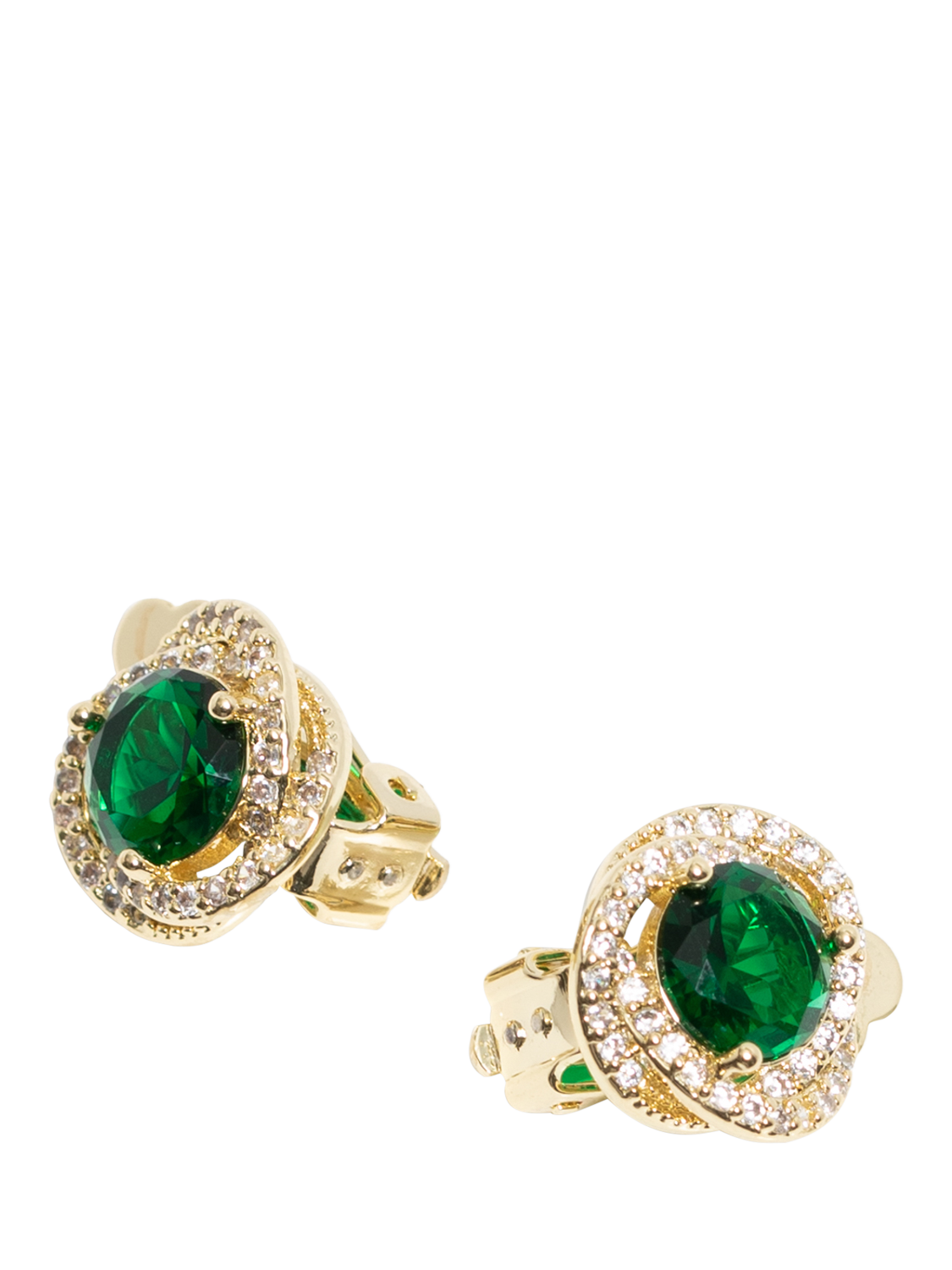 Product image 3 of 3, which shows Jon Richard Emerald Twist Halo Clip-On Earrings, Gold