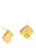 Jon Richard Square Ridge Stud Earrings, Gold