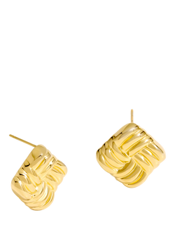 Jon Richard Square Ridge Stud Earrings, Gold, Gold