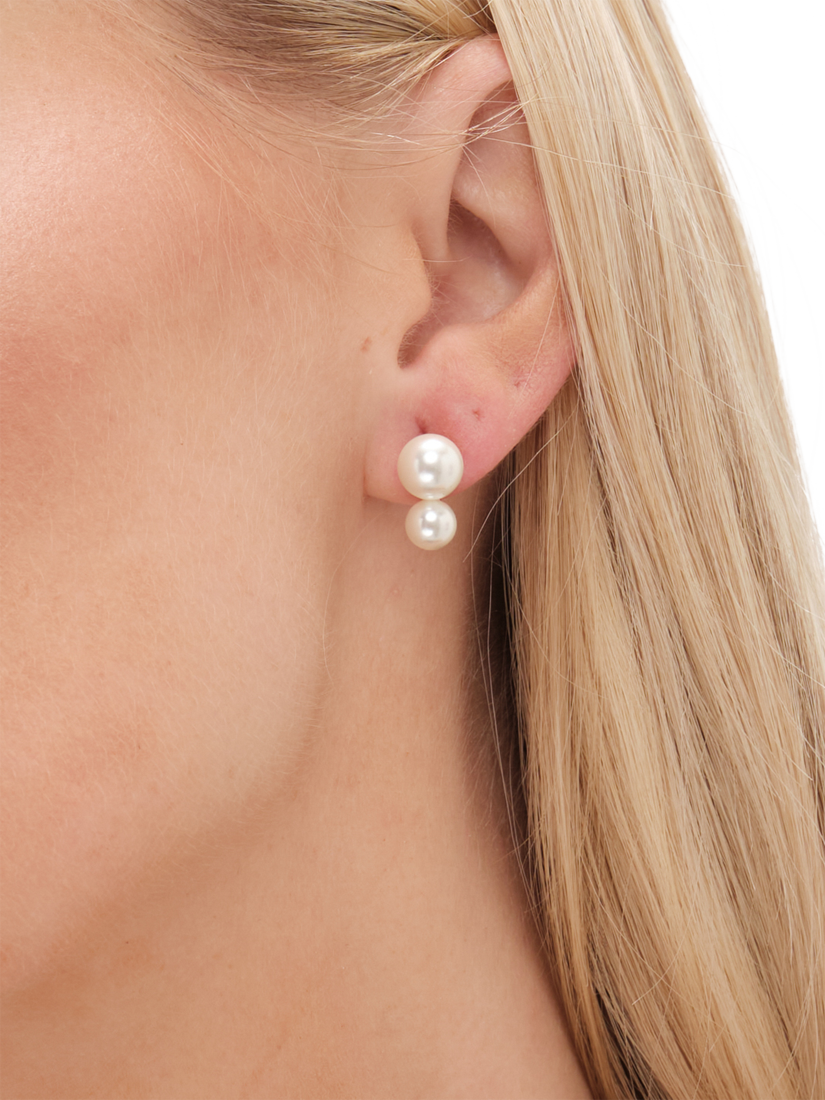 Product image 3 of 3, which shows Jon Richard Gold Plated Pearl Drop Earrings, Gold
