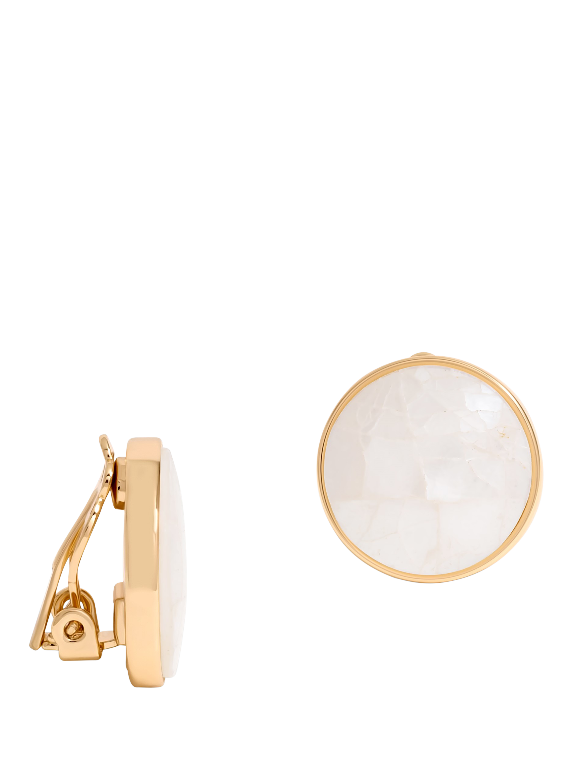 Product image 1 of 3, which shows Jon Richard Gold Plated Shell Clip-On Earrings, Gold