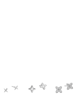 Jon Richard Clover Stud Earrings, Set of 3, Silver, Silver