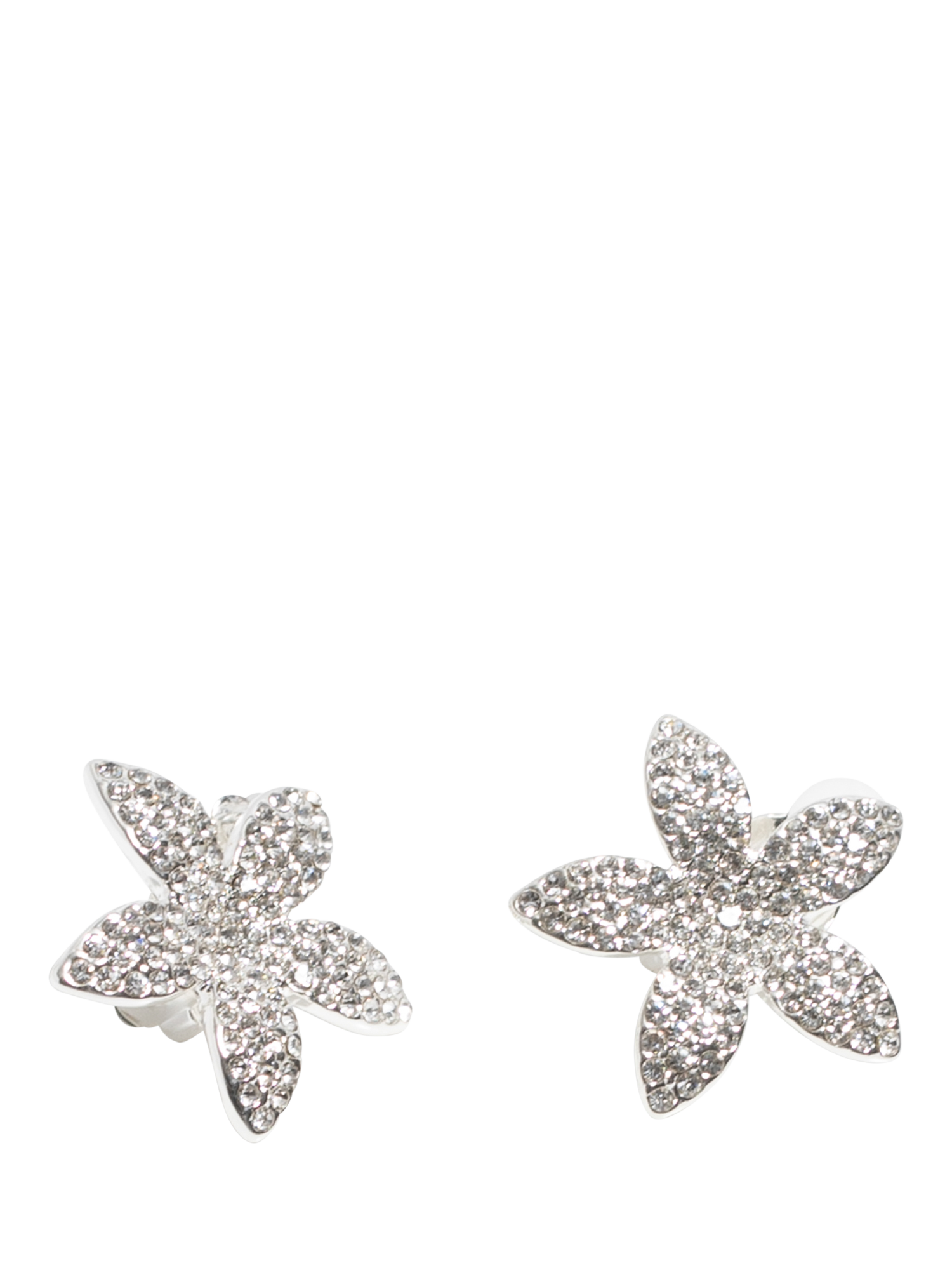 Product image 3 of 3, which shows Jon Richard Pave Floral Clip Earrings, Silver