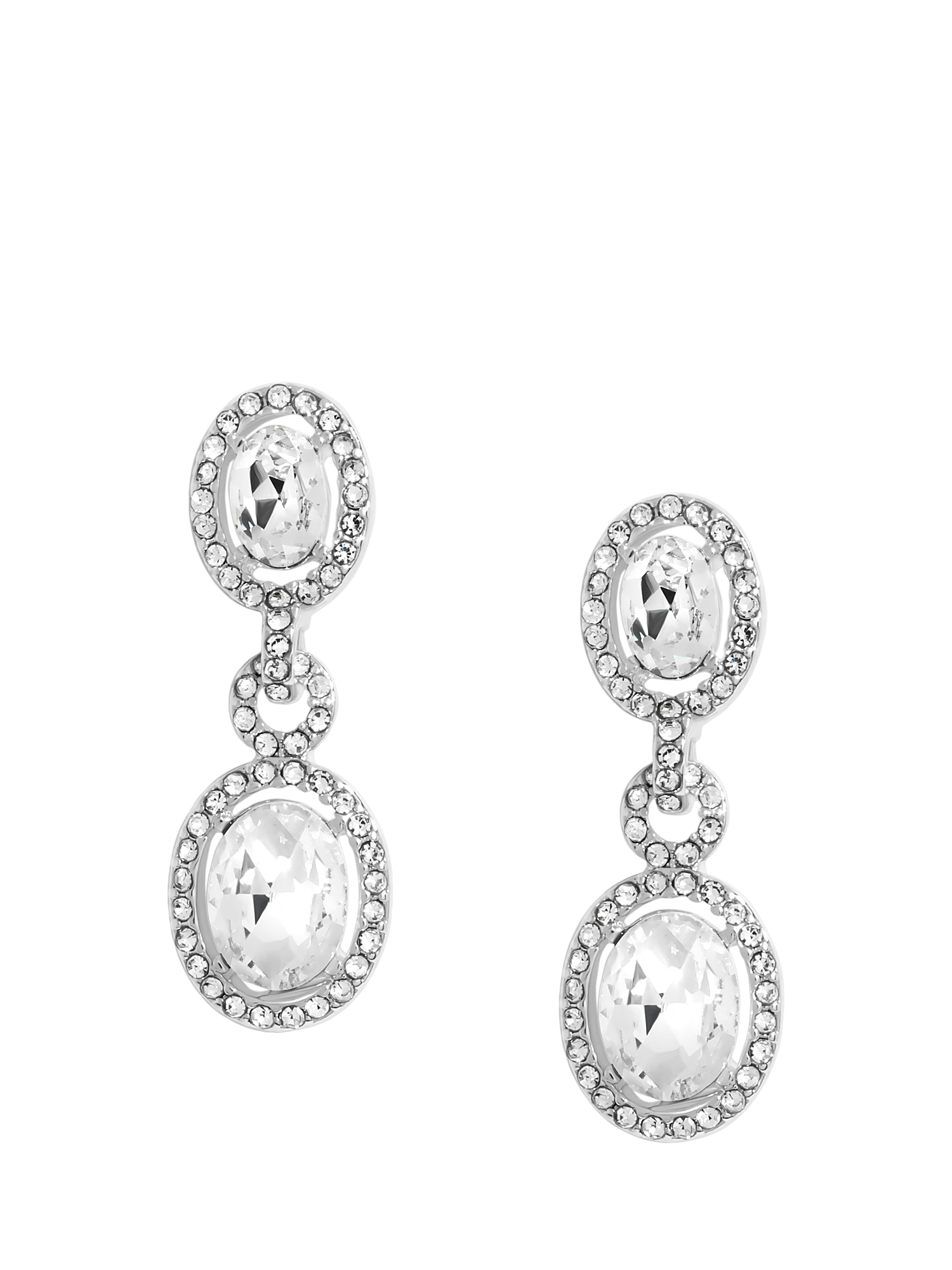 Product image 1 of 2, which shows Jon Richard Crystal Halo Drop Earrings, Silver