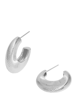 Jon Richard Diamond Cut Demi-Hoop Earrings, Silver