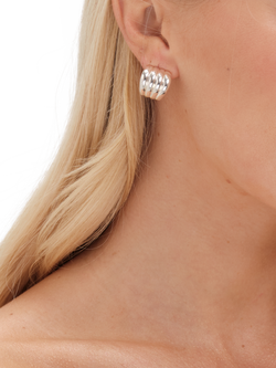 Jon Richard Ridge Stud Earrings, Silver - view 2, Silver