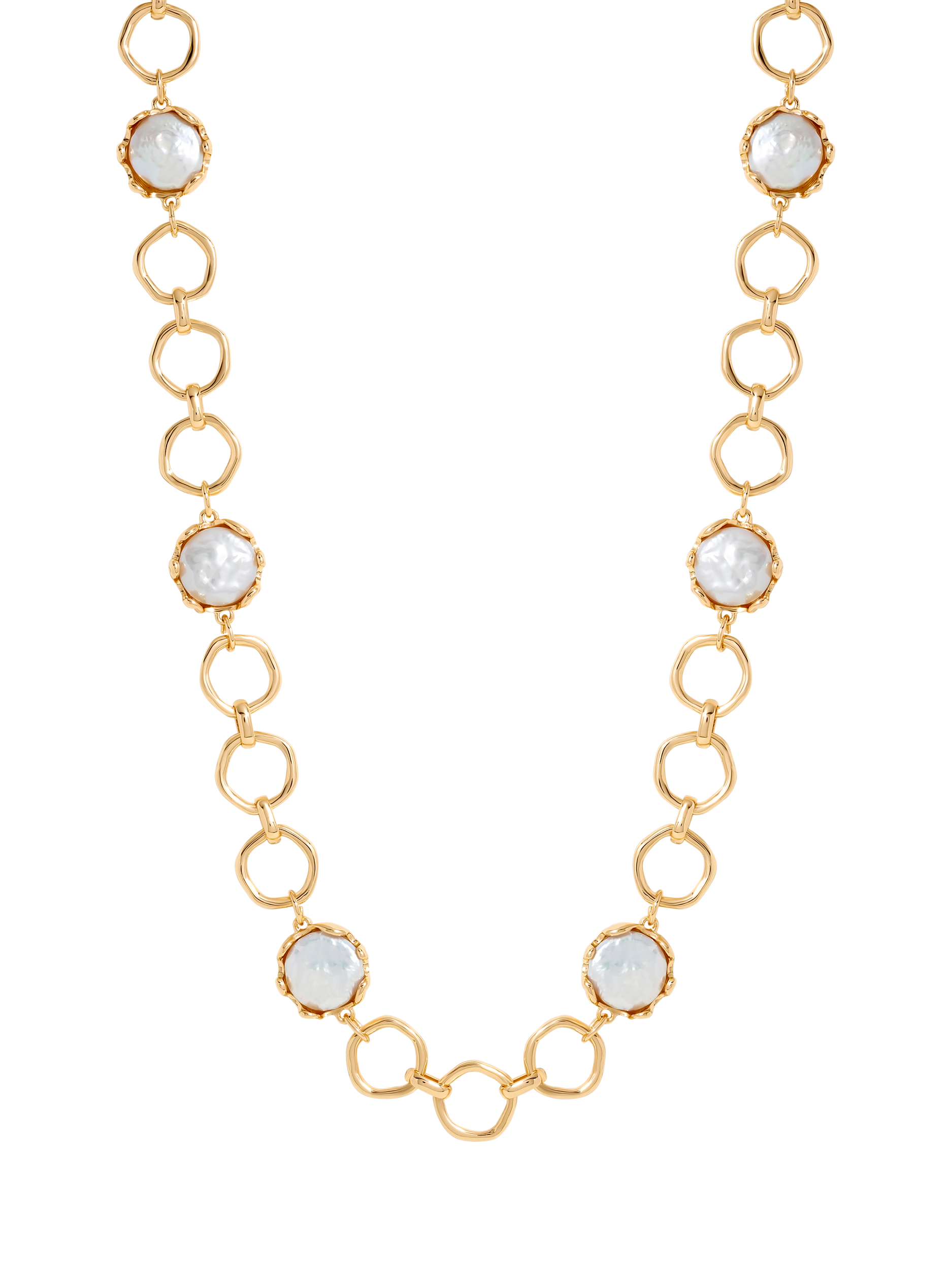 Product image 1 of 2, which shows Jon Richard Baroque Pearl Polished Chain Necklace, Gold/Cream