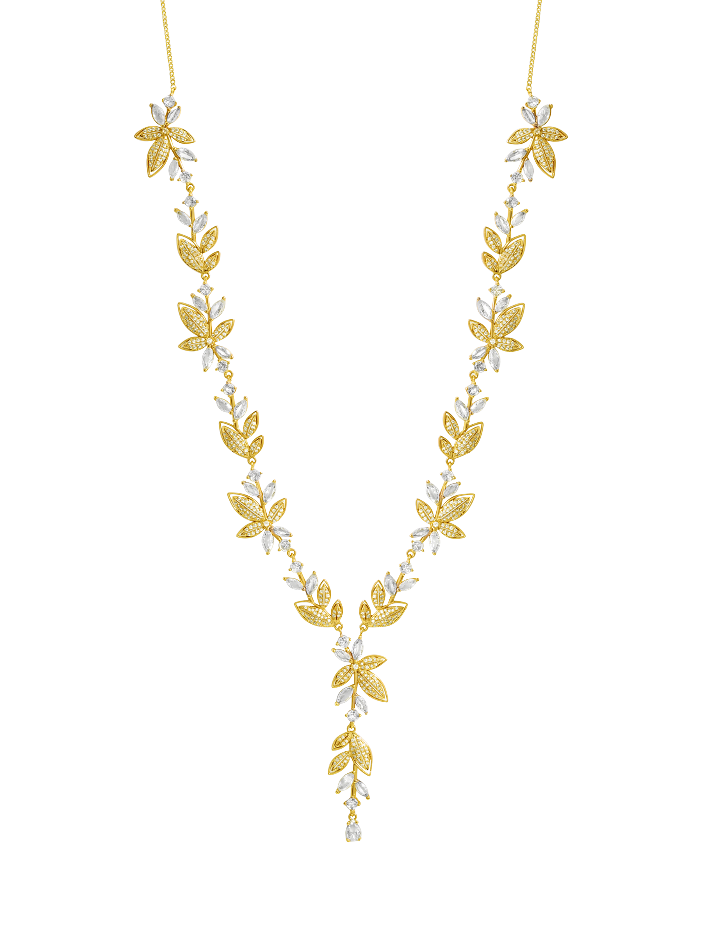 Product image 1 of 2, which shows Jon Richard Cubic Zirconia Leaf Necklace, Gold
