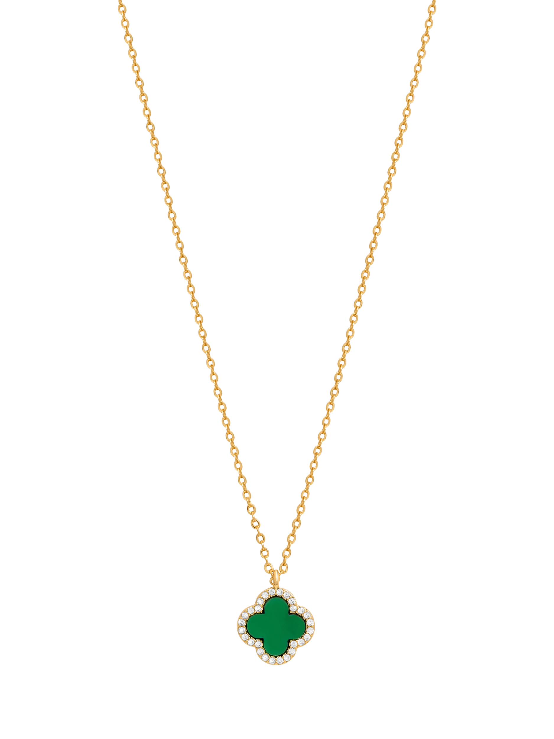 Product image 1 of 3, which shows Jon Richard Malachite Clover Pendant Necklace, Gold
