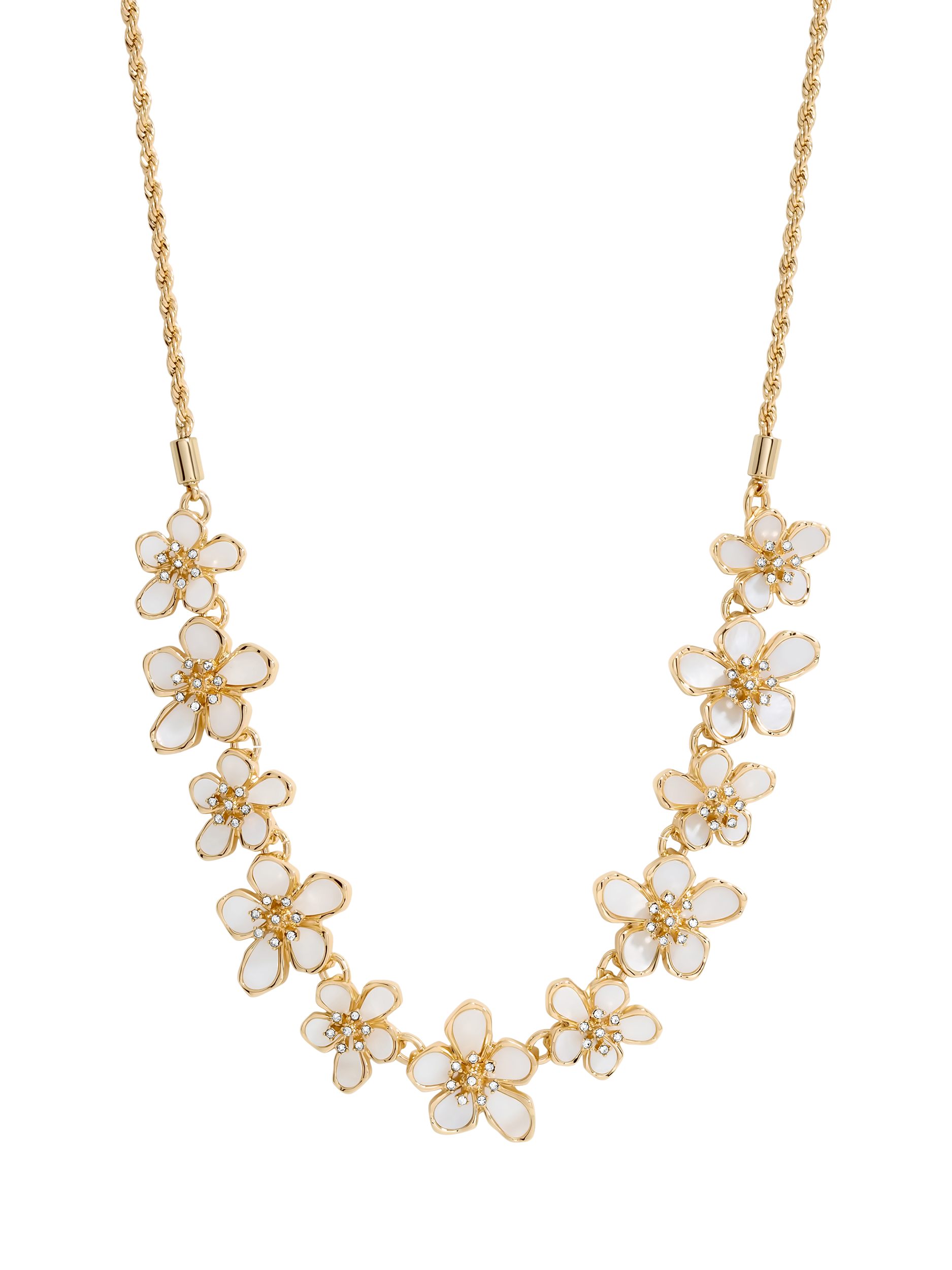 Product image 1 of 3, which shows Jon Richard Gold Plated Mother Of Pearl Floral Necklace, Gold
