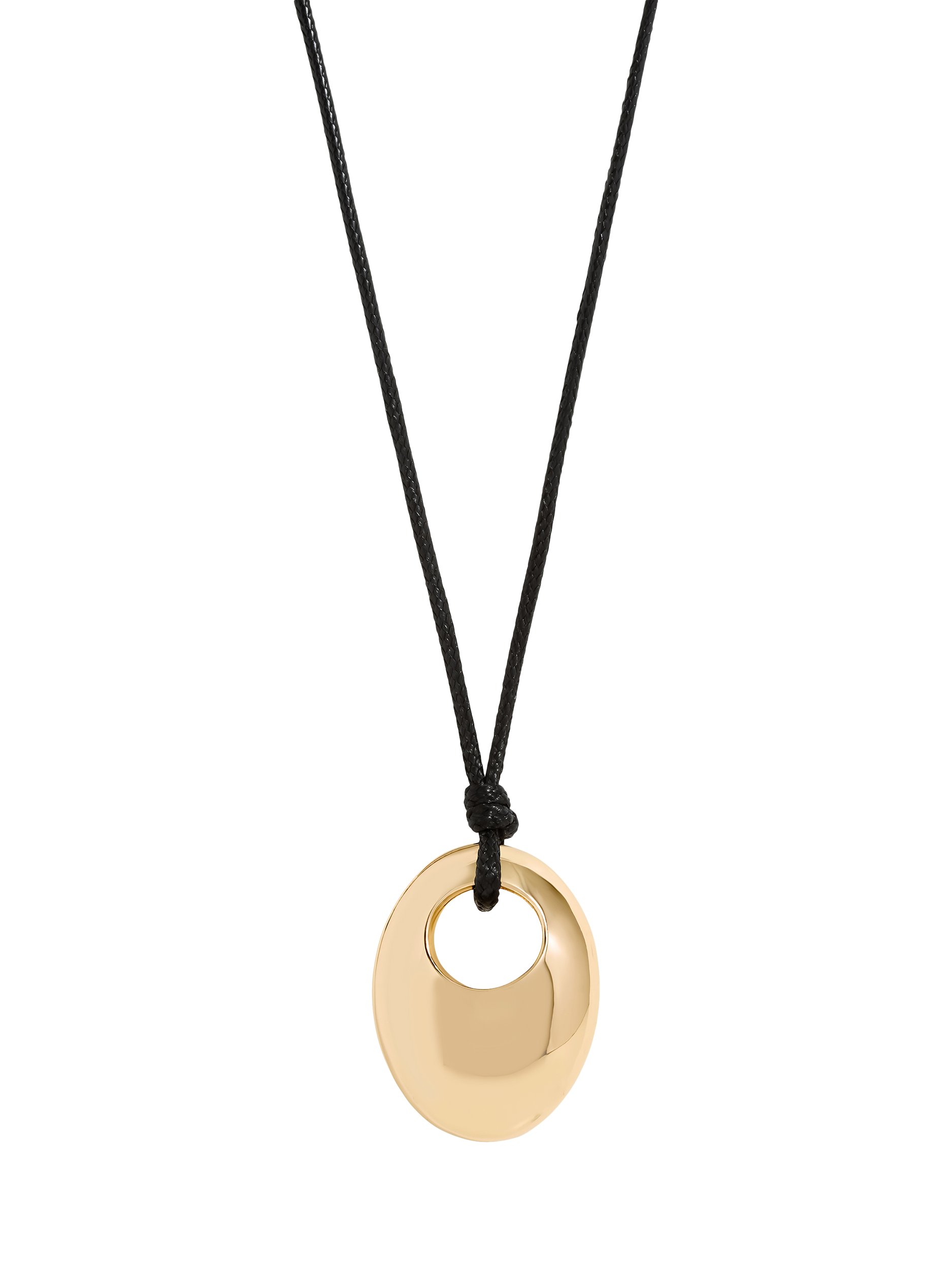 Product image 1 of 3, which shows Jon Richard Open Polished Drop Cord Pendant Necklace, Gold/Black