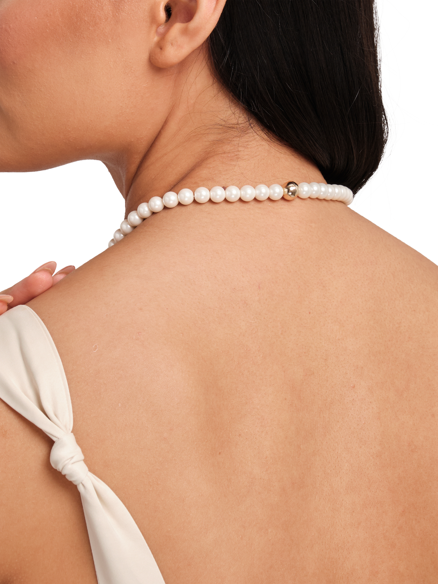 Product image 2 of 2, which shows Jon Richard Magnetic Pearl Necklace, Gold