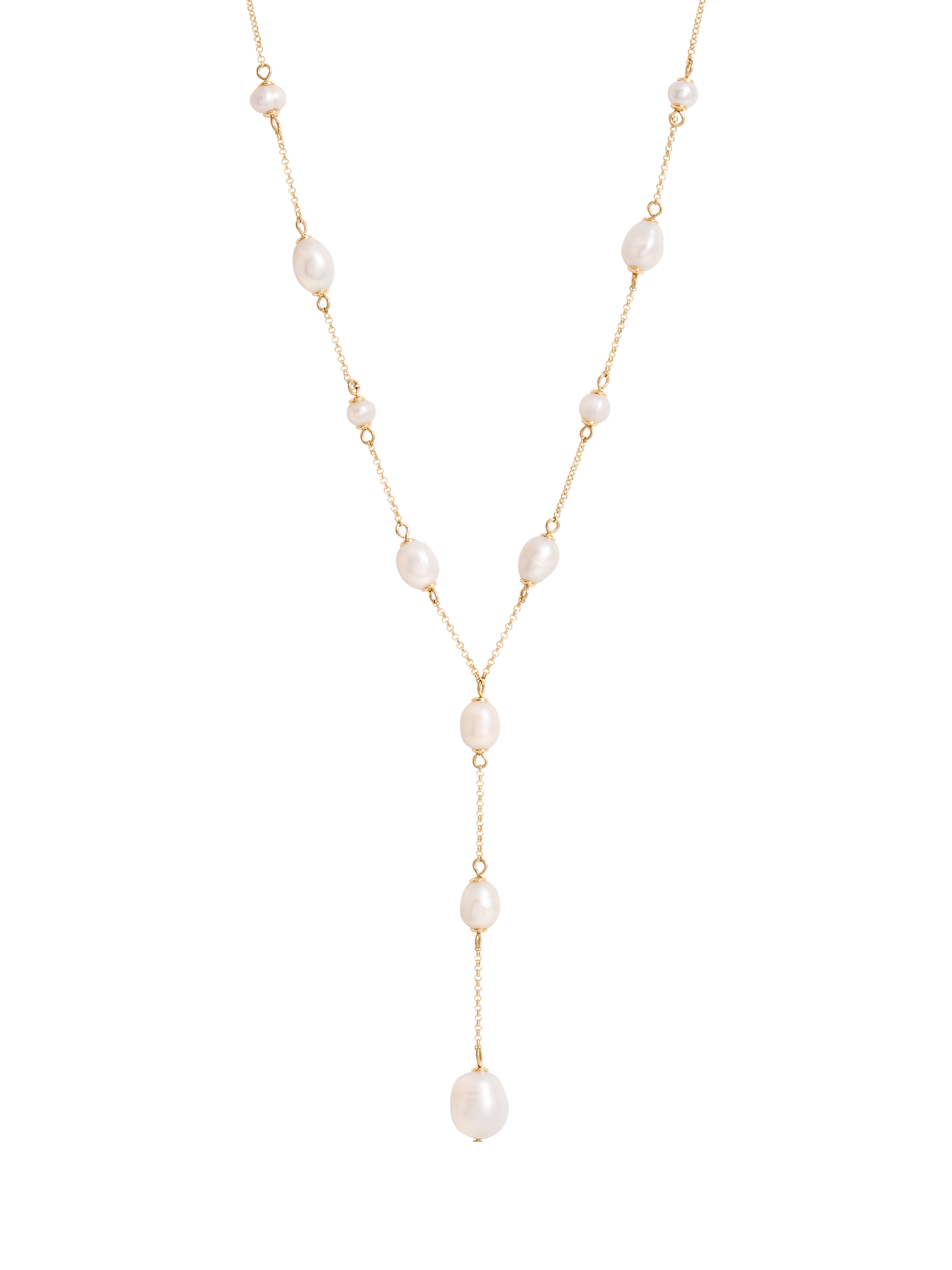 Product image 1 of 2, which shows Jon Richard Pearl Lariat Necklace, Gold