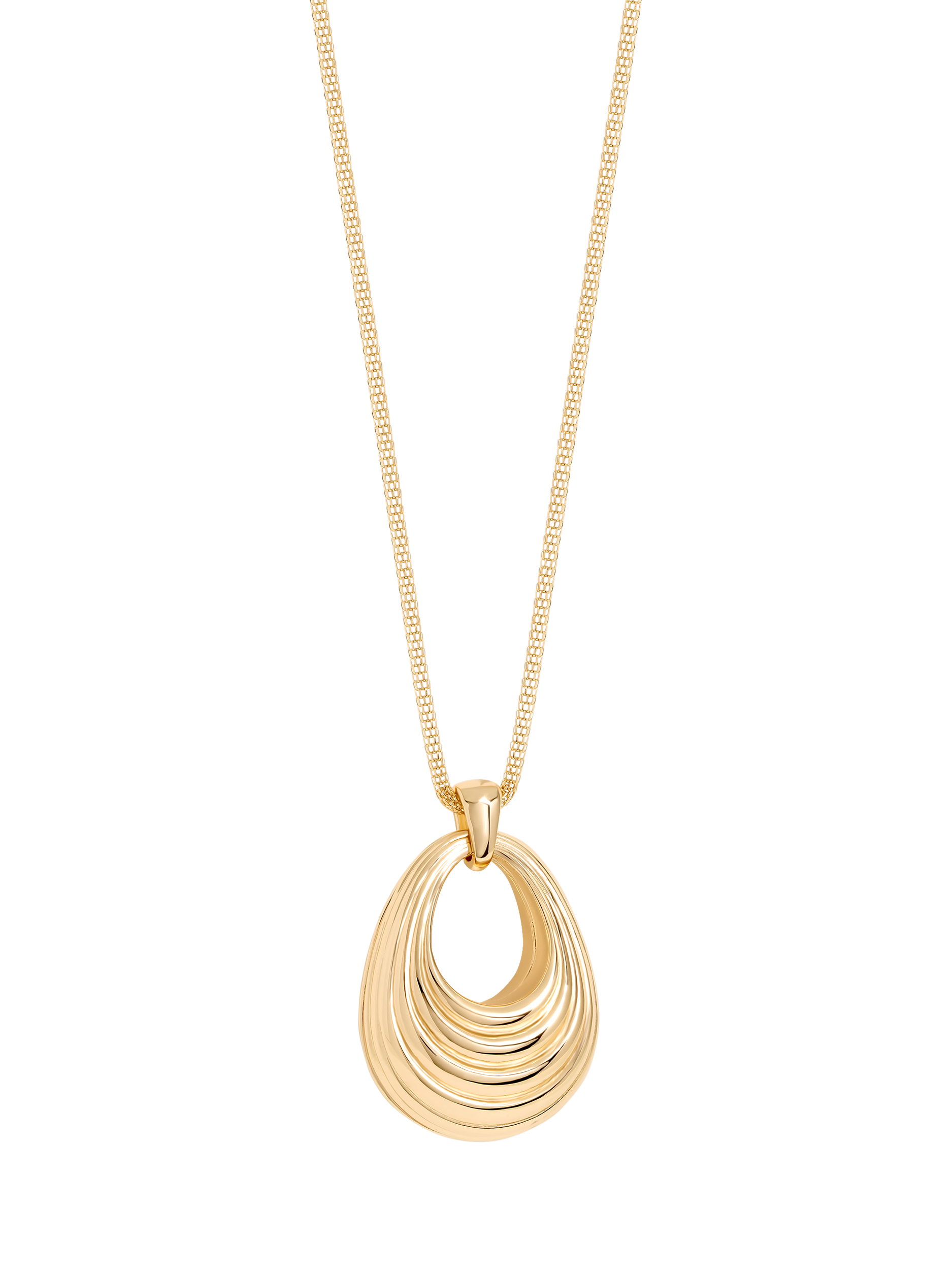 Product image 1 of 2, which shows Jon Richard Polished Ridged Long Pendant Necklace, Gold