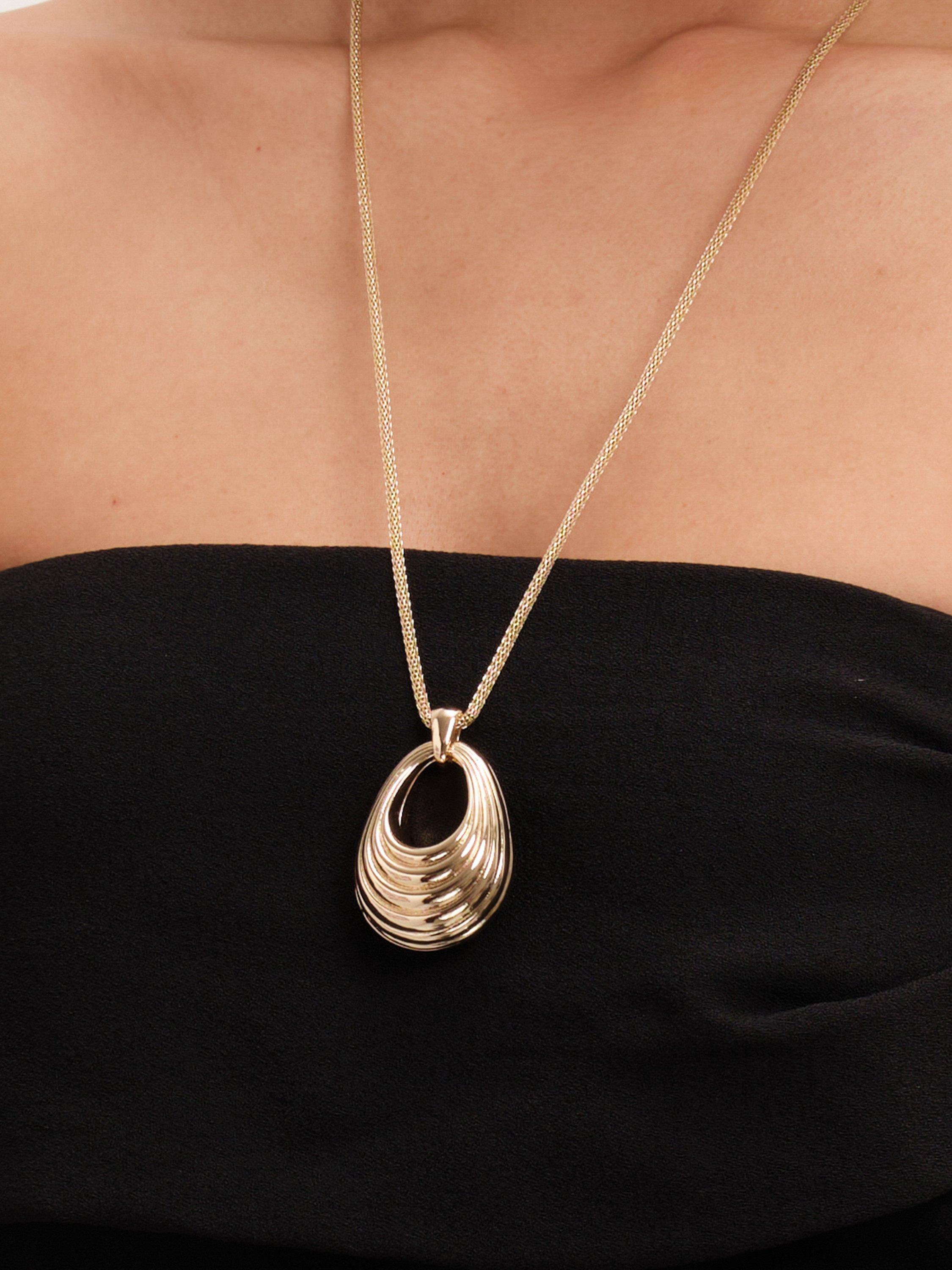 Product image 2 of 2, which shows Jon Richard Polished Ridged Long Pendant Necklace, Gold