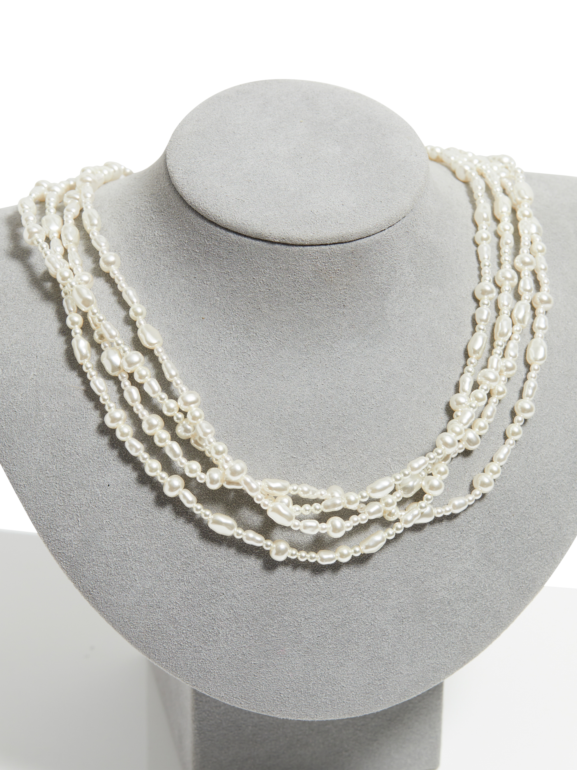Product image 3 of 3, which shows Jon Richard Gold Plated Semi Precious Multi Row Twisted Necklace, Gold