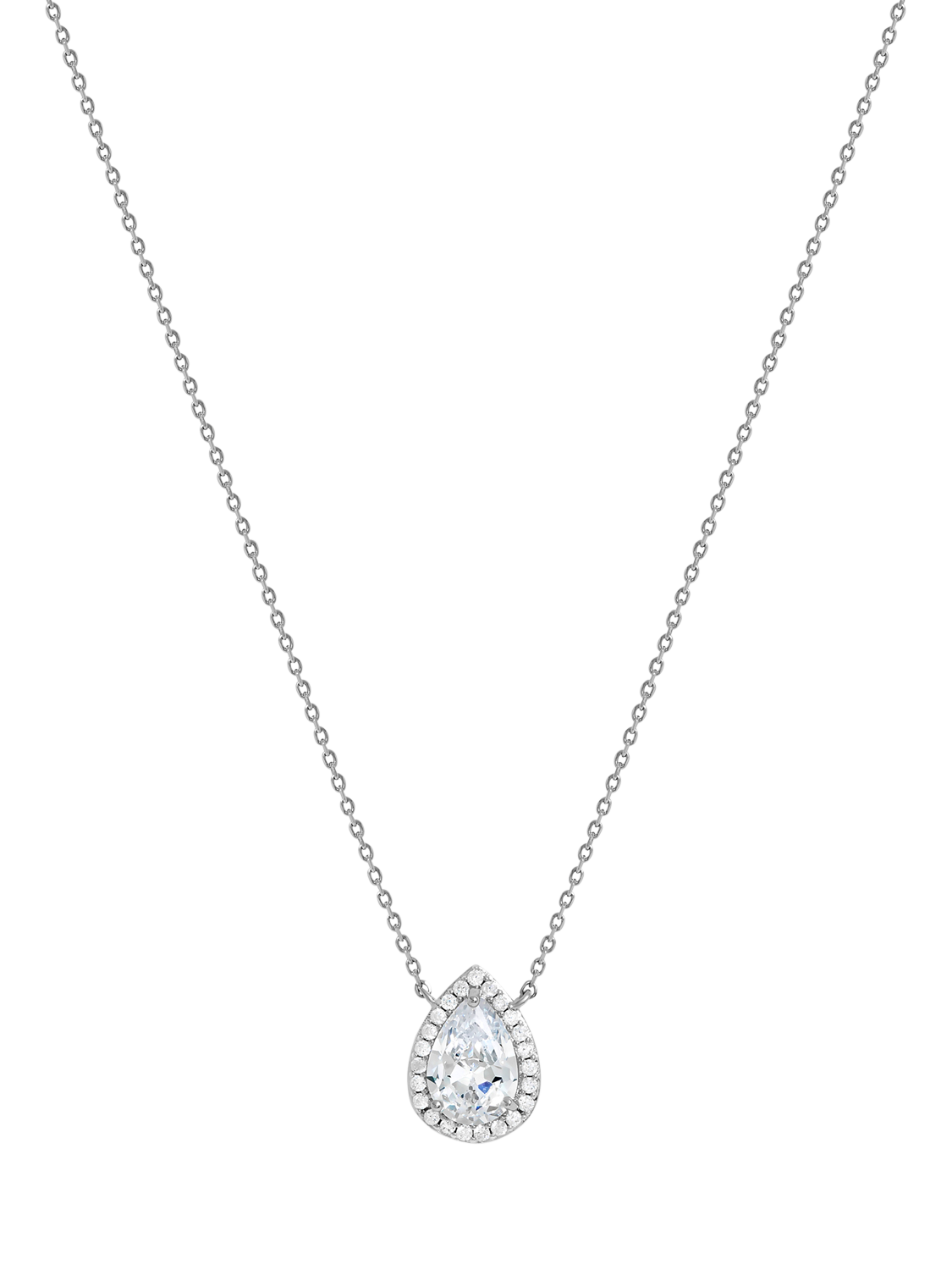 Product image 1 of 3, which shows Jon Richard Cubic Zirconia Crystal Peardrop Pendant Necklace, Silver