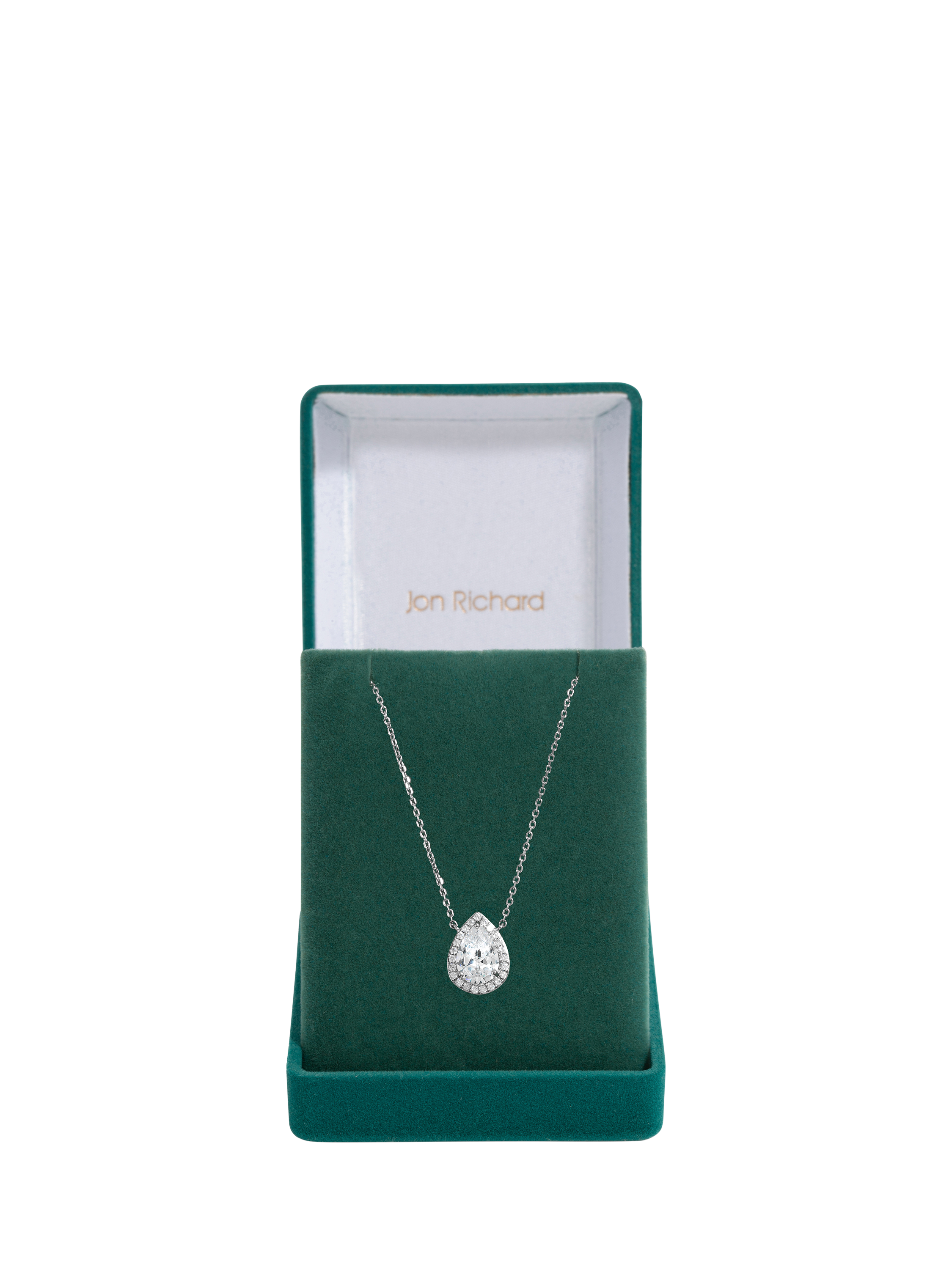 Product image 2 of 3, which shows Jon Richard Cubic Zirconia Crystal Peardrop Pendant Necklace, Silver