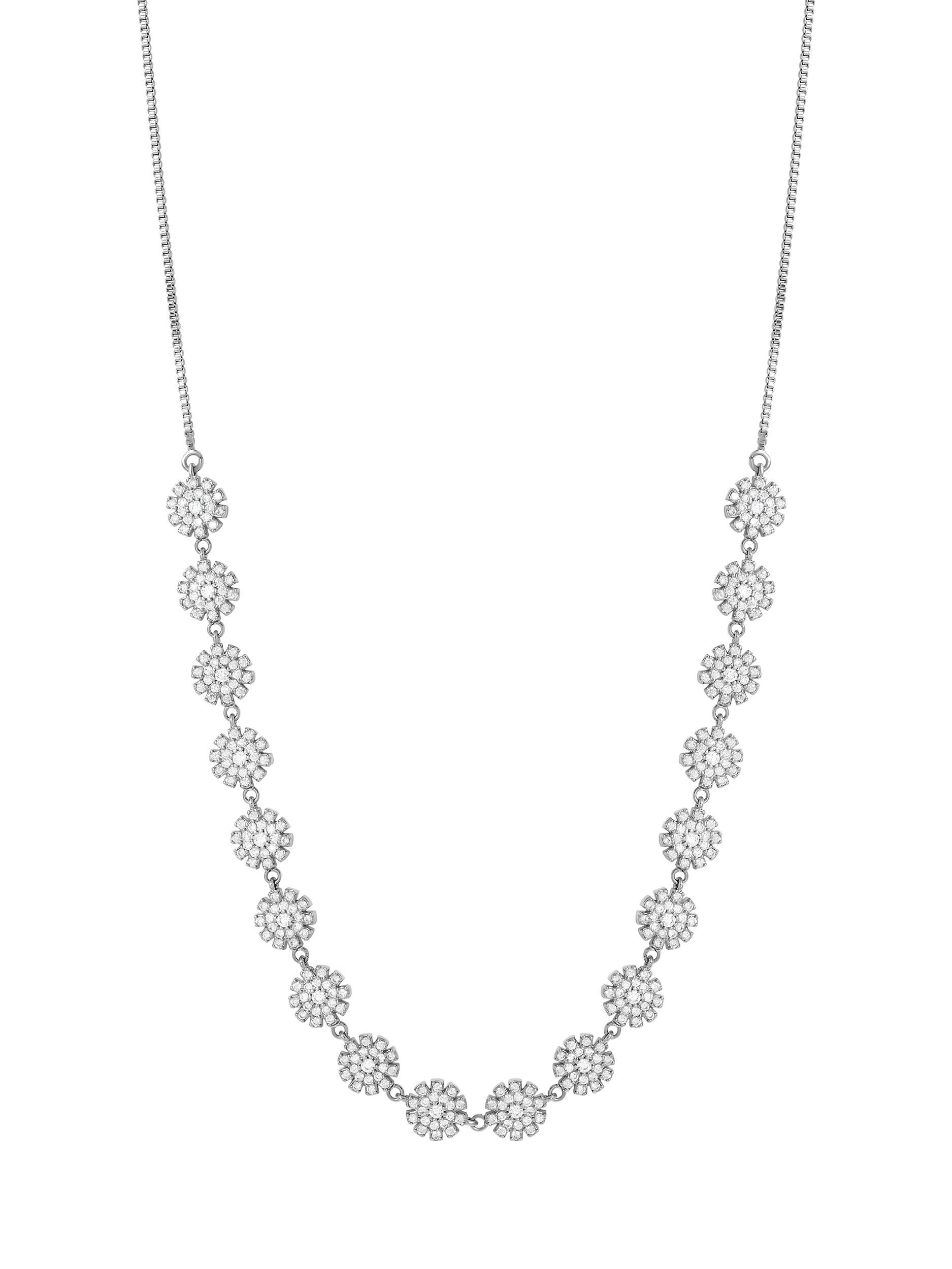 Product image 1 of 4, which shows Jon Richard Cubic Zirconia Mini Flower Adjustable Necklace, Rhodium