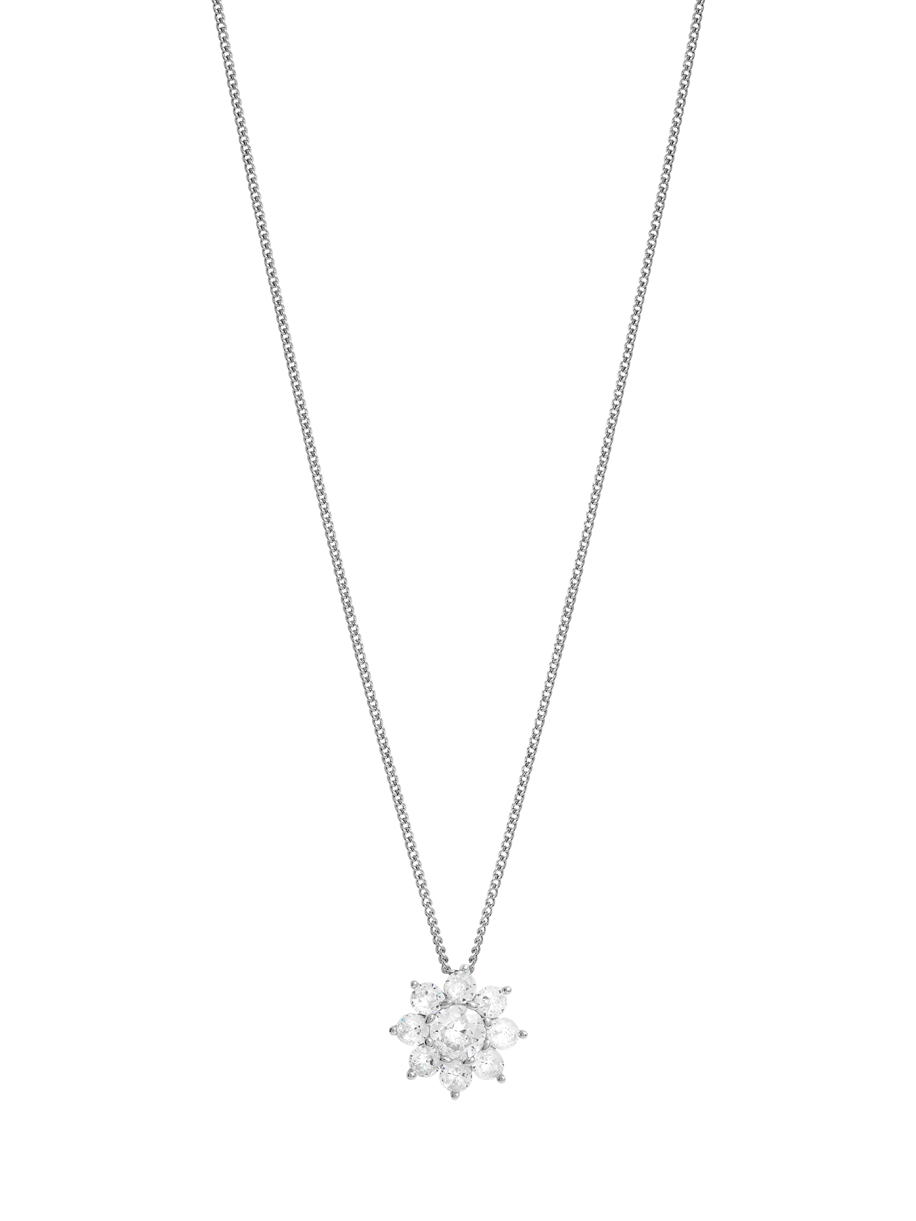Product image 1 of 2, which shows Jon Richard Cubic Zirconia Crystal Flower Pendant, Silver