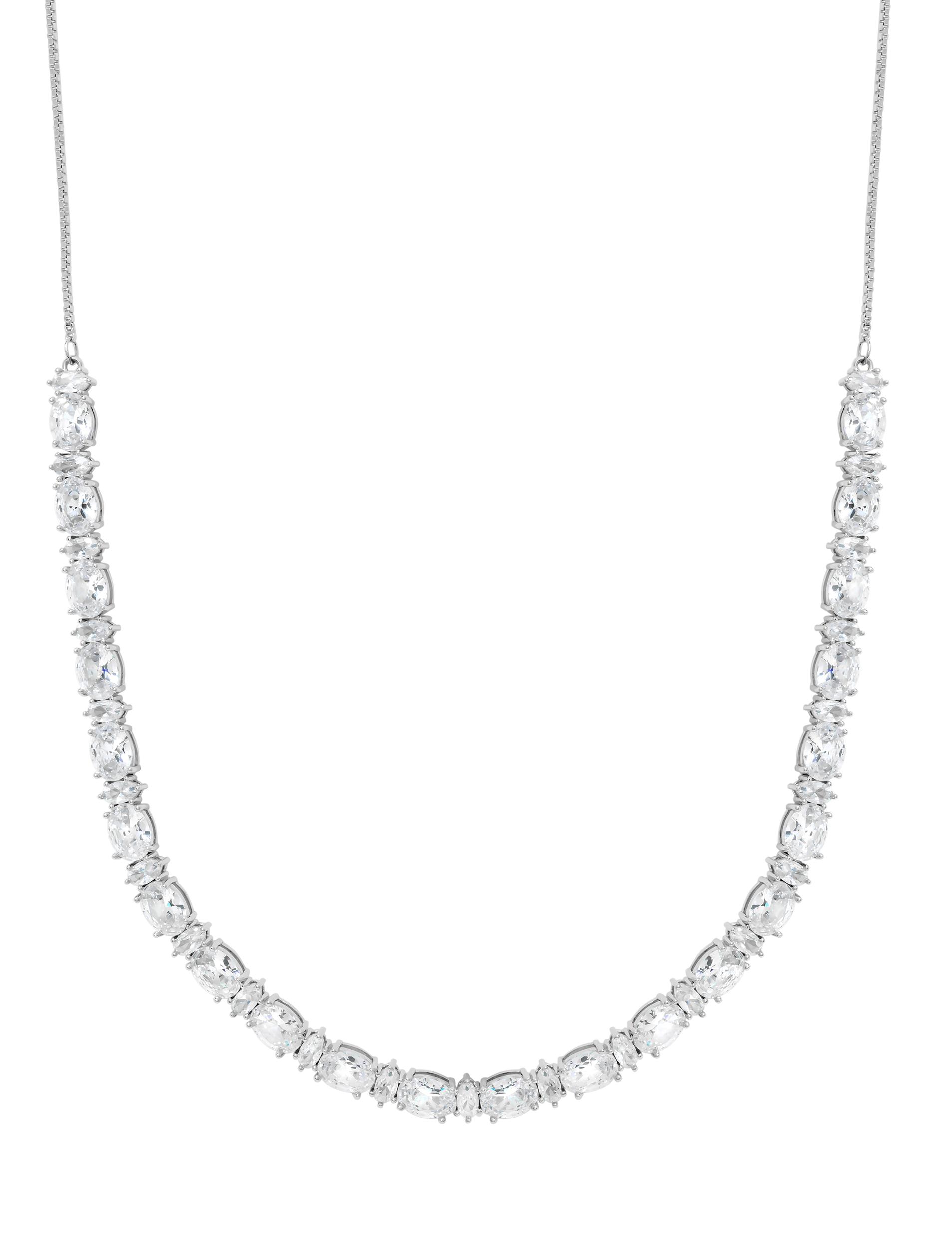 Product image 1 of 2, which shows Jon Richard Cubic Zirconia Mixed Stone Necklace, Silver