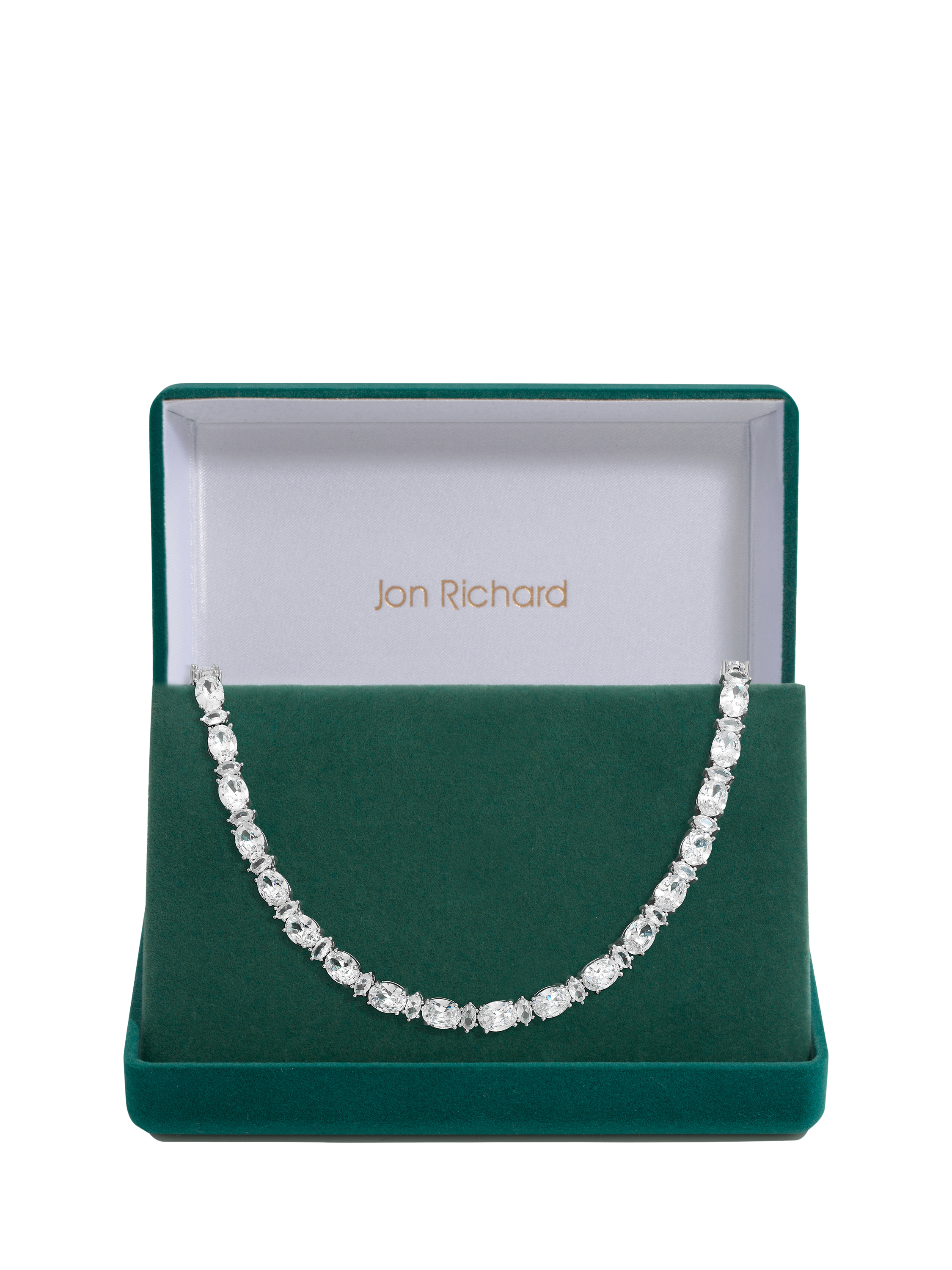 Product image 2 of 2, which shows Jon Richard Cubic Zirconia Mixed Stone Necklace, Silver