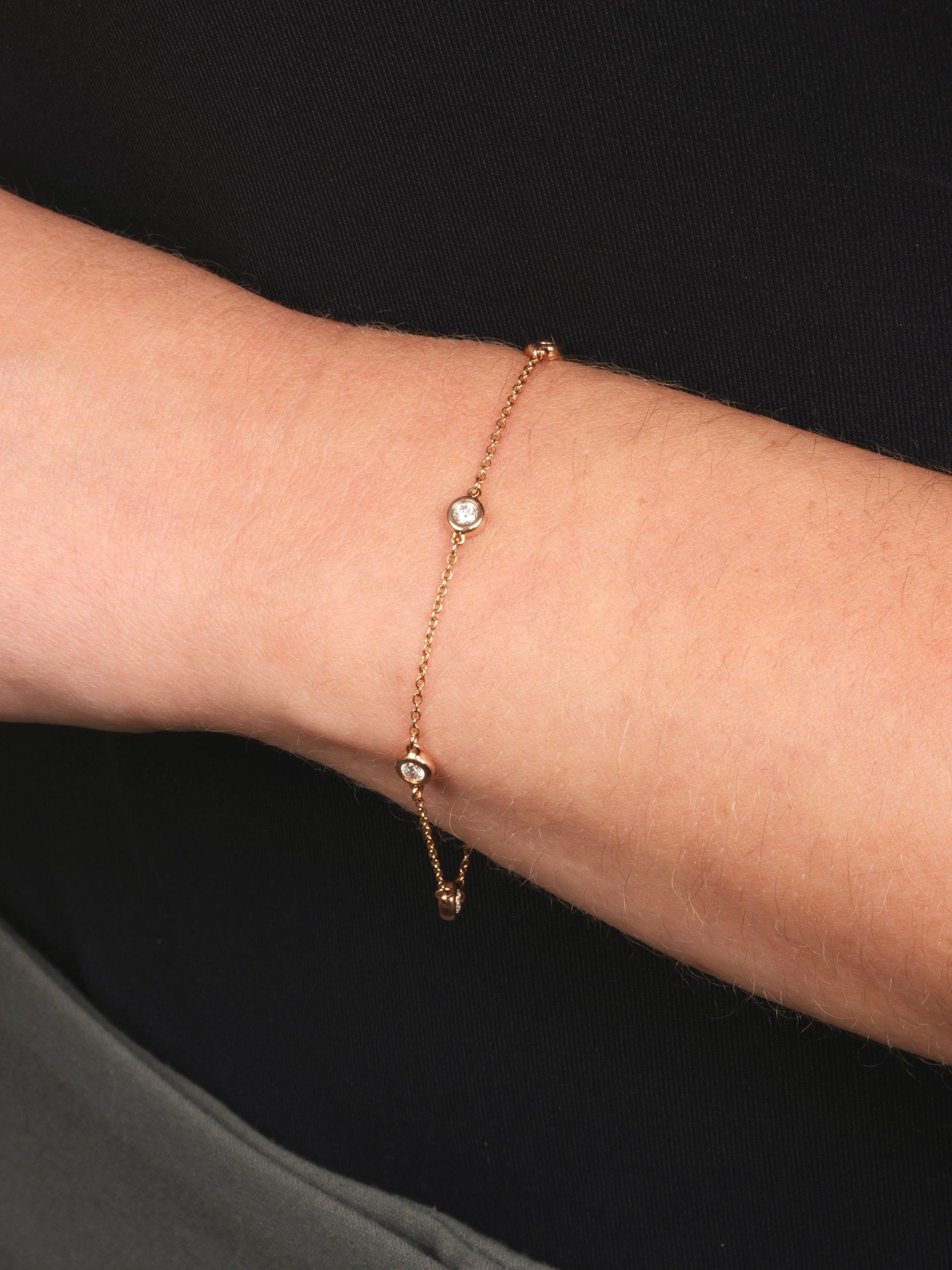 Product image 2 of 5, which shows Pre-loved Tiffany & Co. 5 Diamond 18ct Rose Gold Elsa Peretti Diamonds by the Yard Chain Bracelet, Rose Gold