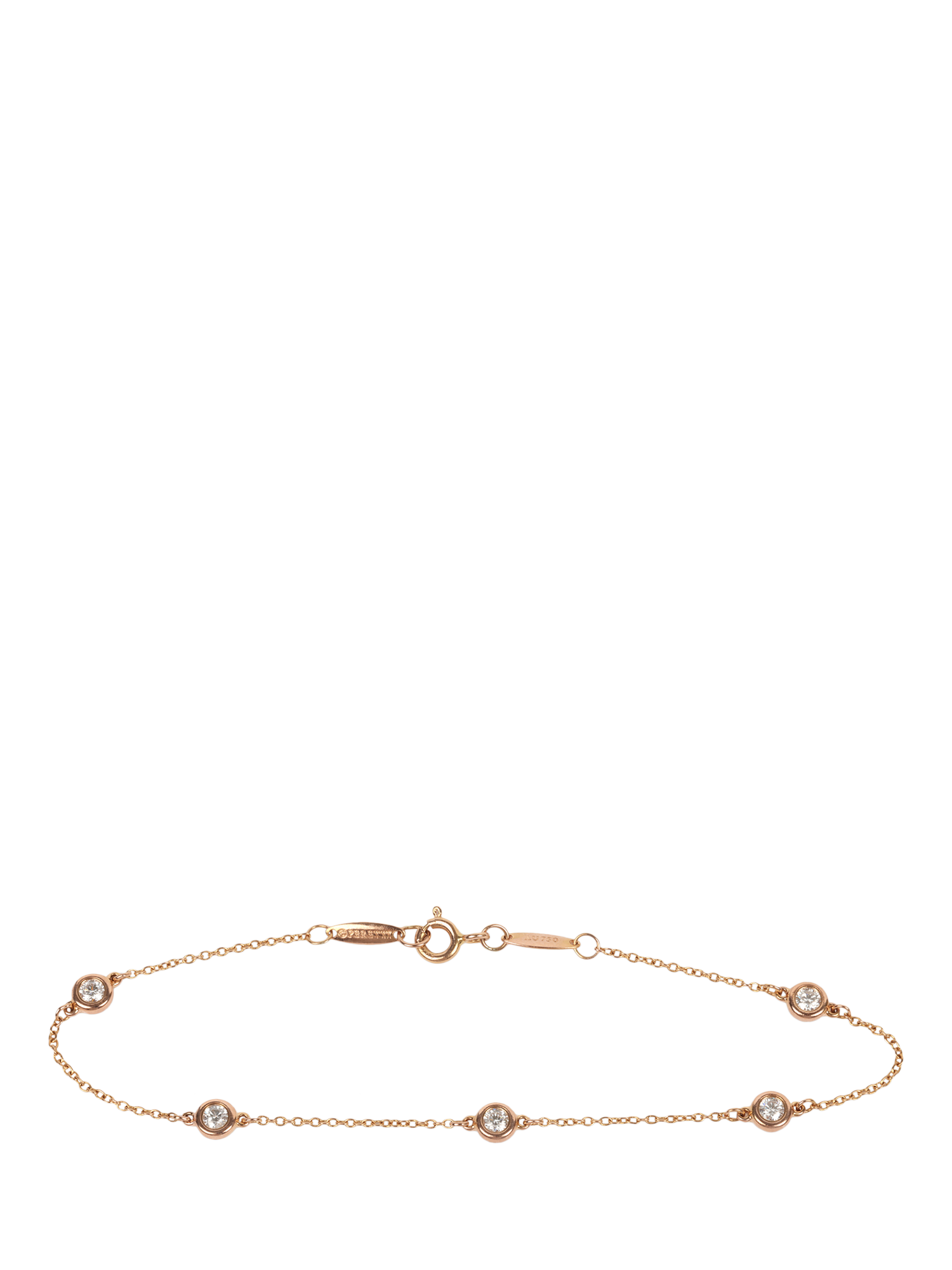 Product image 3 of 5, which shows Pre-loved Tiffany & Co. 5 Diamond 18ct Rose Gold Elsa Peretti Diamonds by the Yard Chain Bracelet, Rose Gold