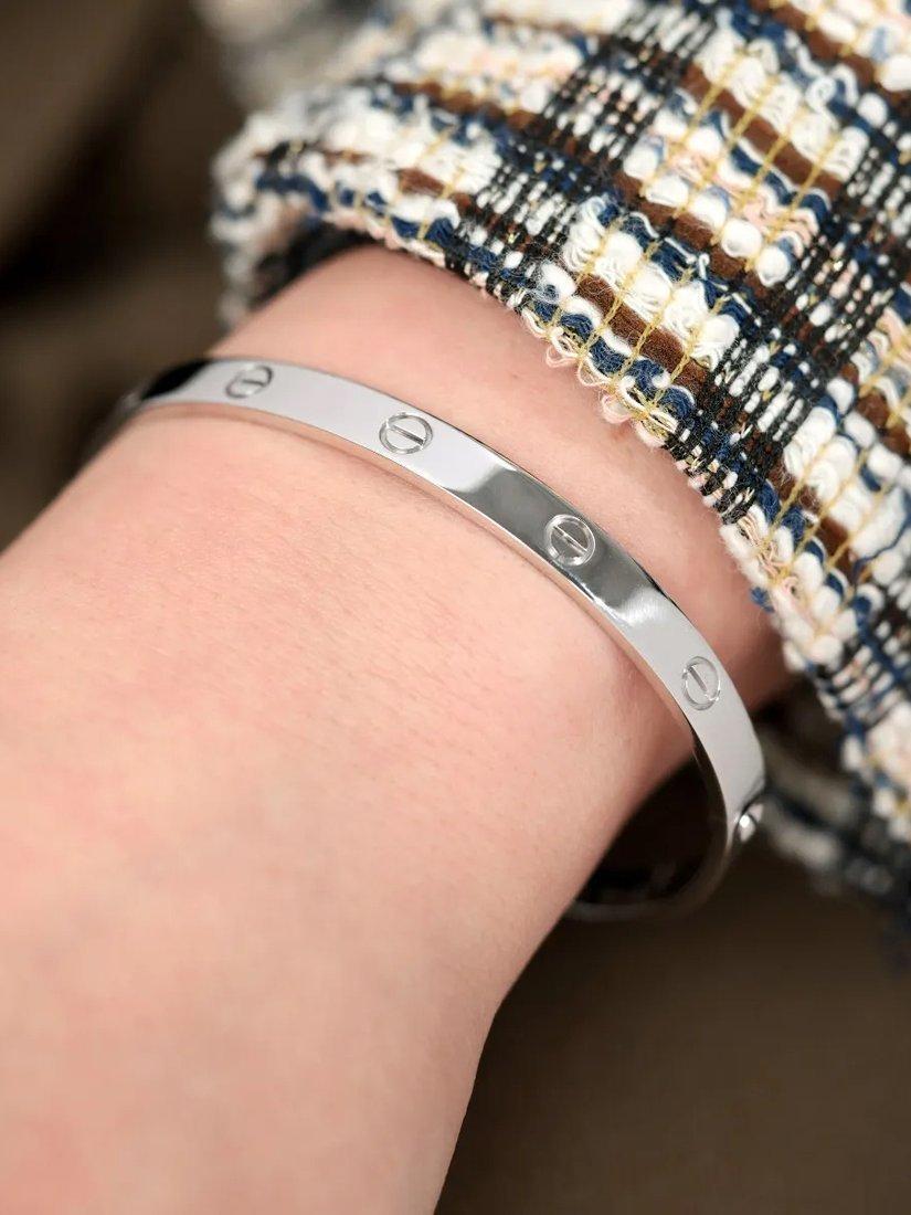 Product image 2 of 7, which shows Pre-loved Cartier 18ct White Gold Love Bangle, White Gold