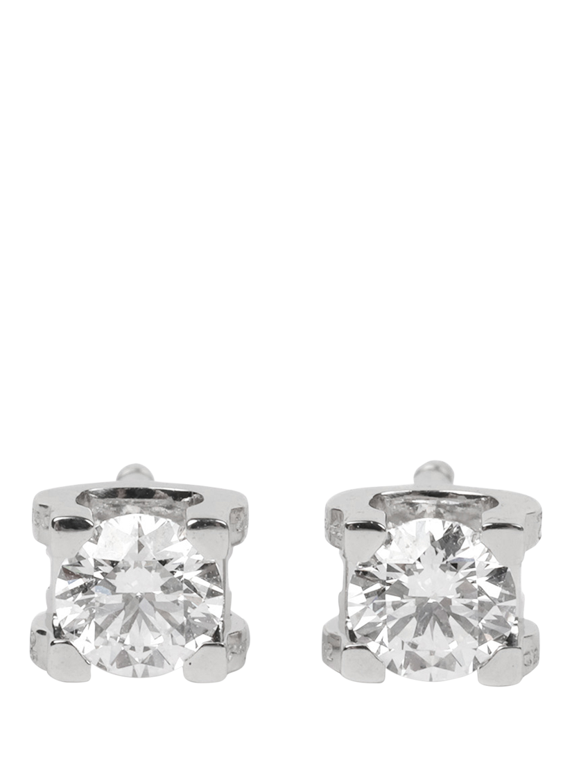 Product image 1 of 5, which shows Pre-loved Cartier Brilliant Cut Diamond 18ct White Gold C De Cartier Stud Earrings, White Gold