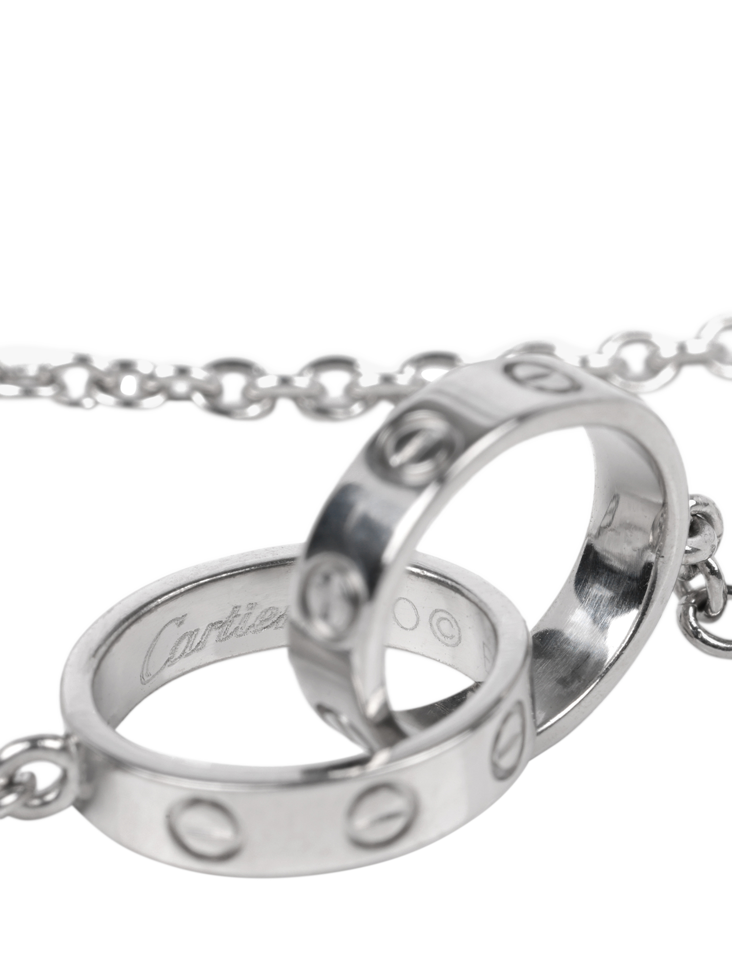 Product image 4 of 5, which shows Pre-loved Cartier 18ct White Gold Baby Love Pendant Necklace, White Gold