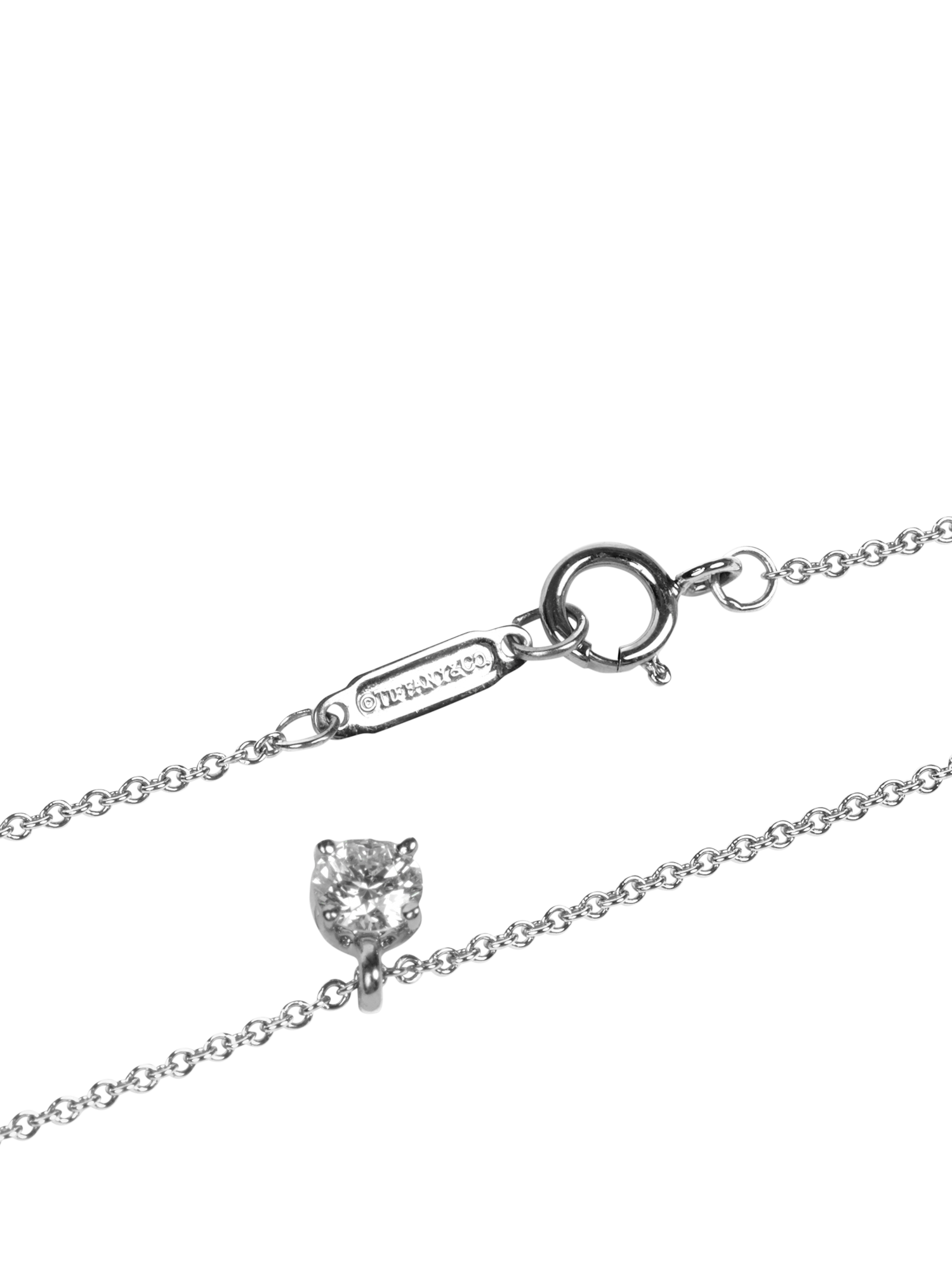 Product image 4 of 6, which shows Pre-loved Tiffany & Co. Brilliant Cut Diamond Platinum Solitaire Pendant Necklace, Platinum